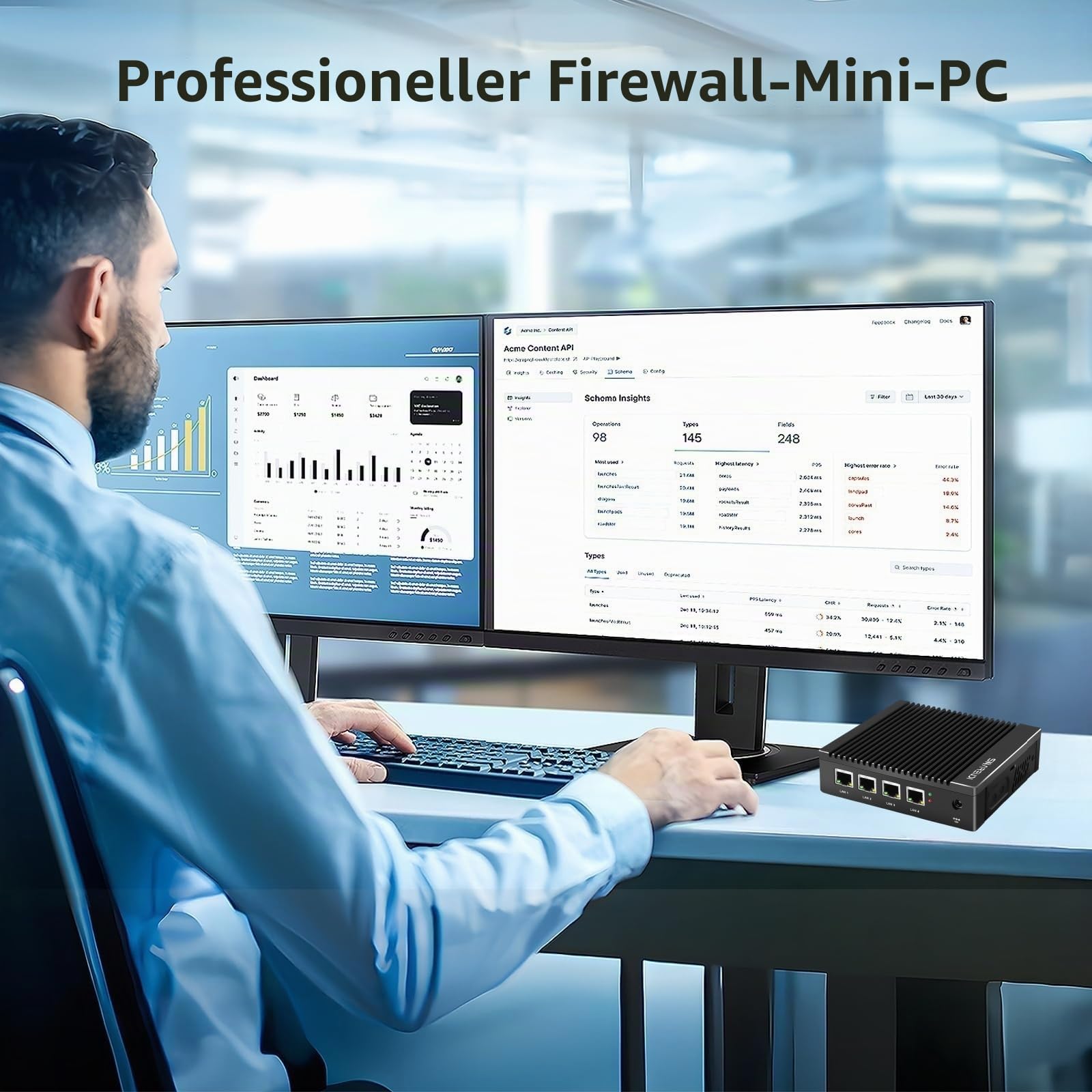 lüfterloser Firewall-Mini-PC mit Intel J4105 Quad-Core, 4X Intel 2,5-GbE-i226-V-LAN-Anschlüsse, AES-NI-Netzwerk-Gateway-Test mit pfSense/opnSense (Kein DDR4-RAM Keine mSATA-SSD Kein System)