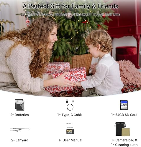 Vista 9 de Cámara digital, cámaras compactas FHD 4K con tarjeta SD de 64 GB, 2 baterías, cámara digital de viaje portátil con enfoque automático de 16X, cámara