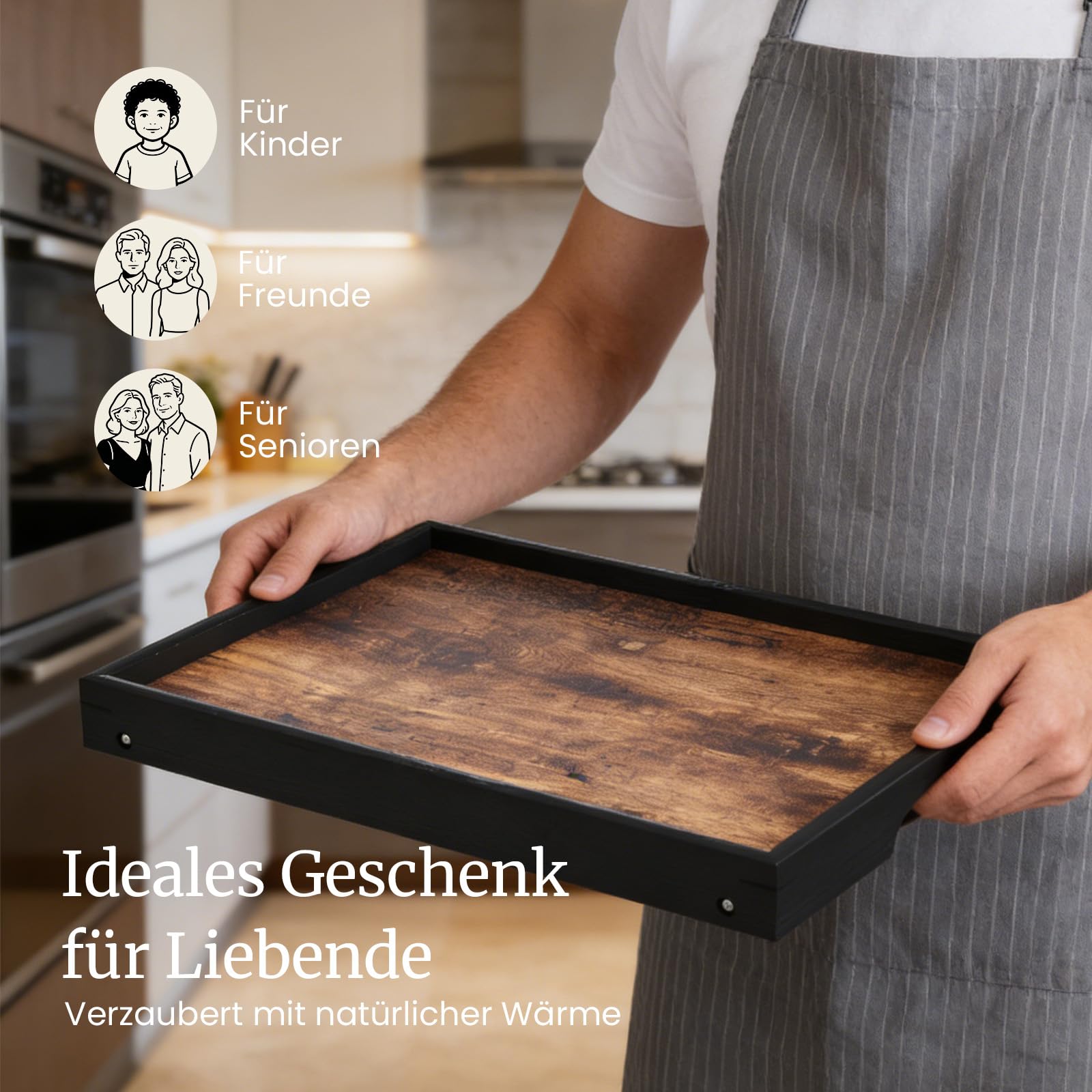 Fibogollo 2er-Pack Betttisch aus Holz mit klappbaren Beinen, Frühstückstabletts, Serviertablett für Speisen und Snacks, Laptop-Tabletts zum Arbeiten