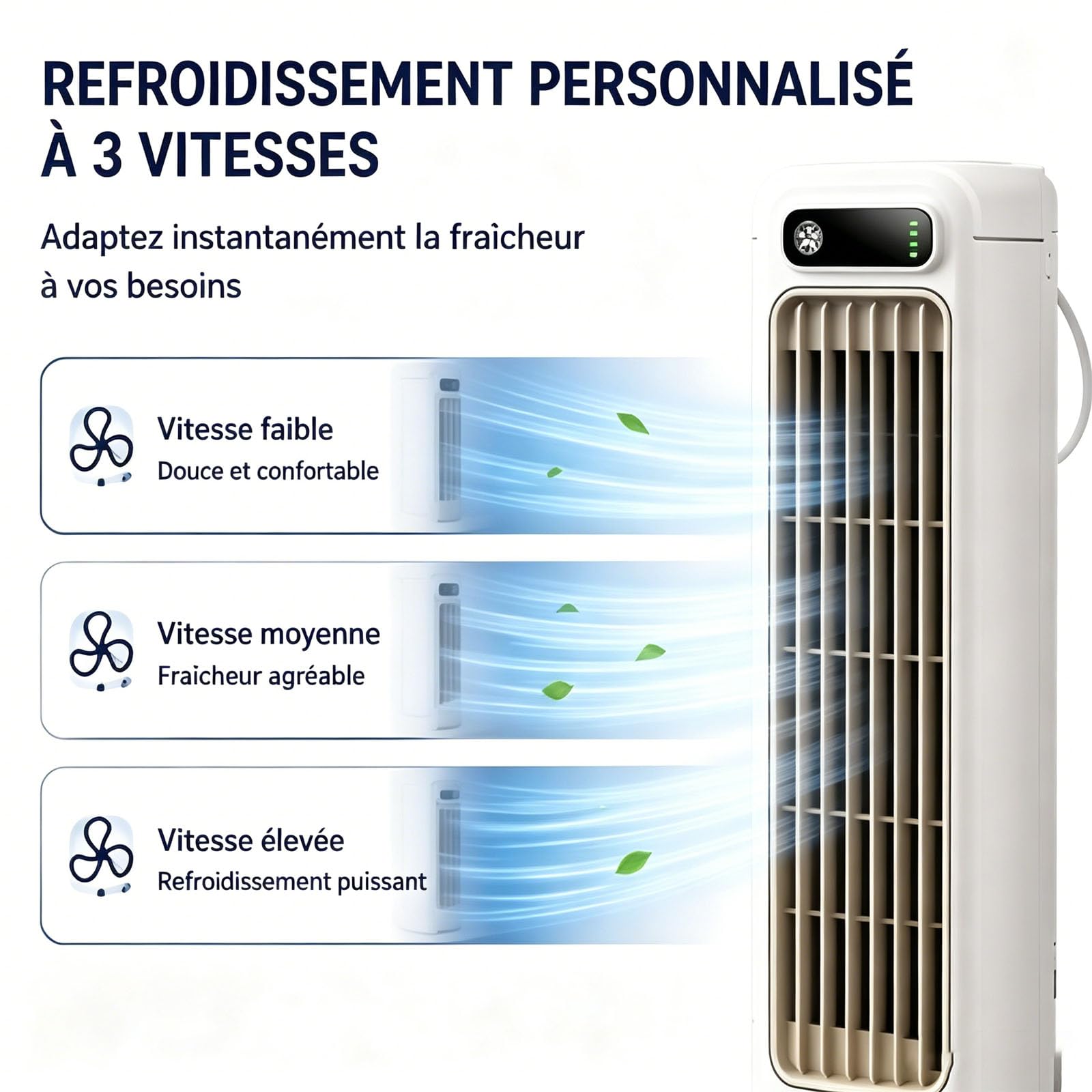Coldeeze Cooling Ace - Rafraichisseur D’Air Portable, 150 Btus, 3 Vitesses, Silencieux, Longue Autonomie, IdéAl Pour Une Utilisation Dans Une Chambre Ou Un Bureau (Bleu)