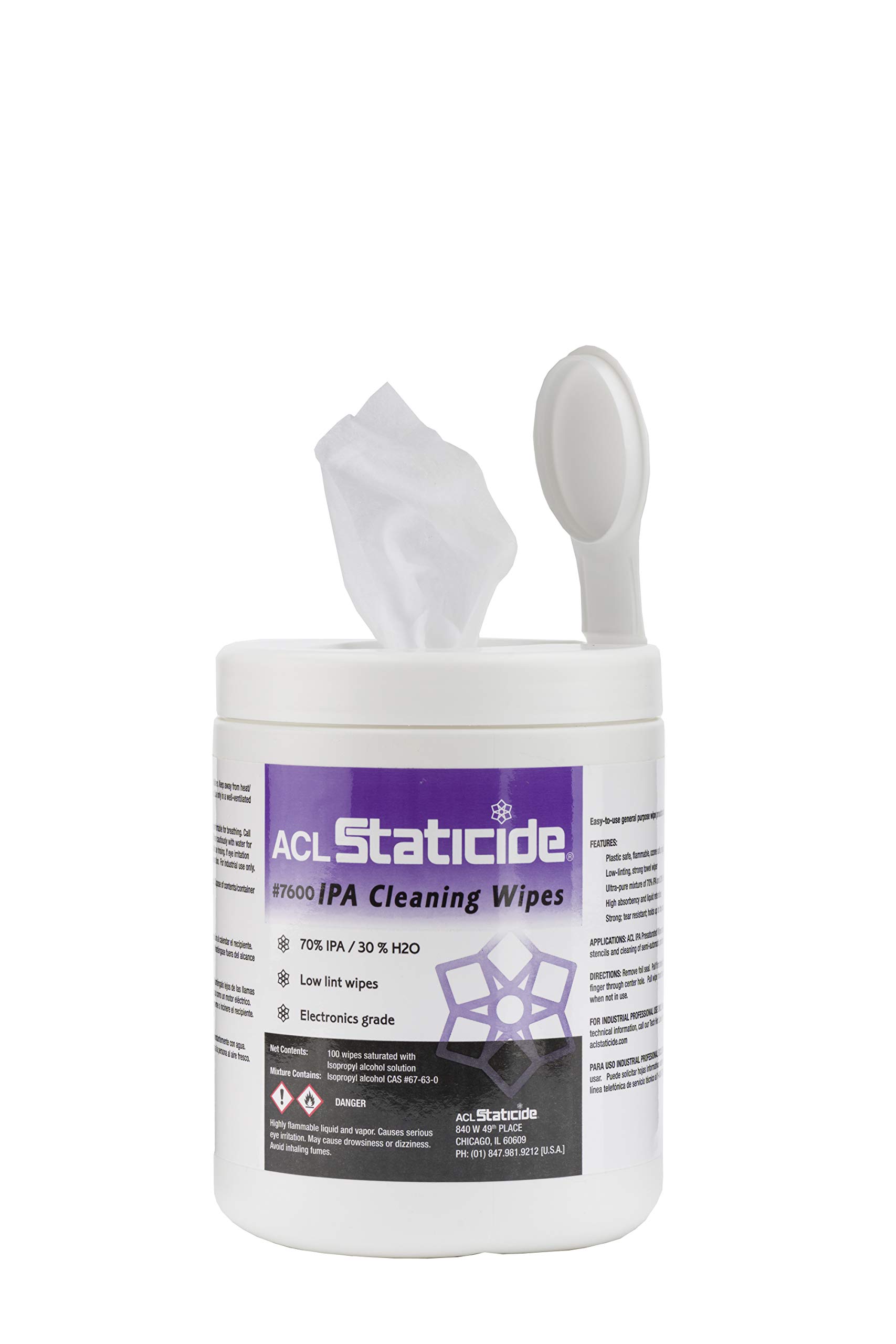 ACL Staticide 7600 Pre-Saturated IPA General Purpose Wipes