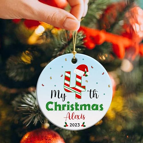 Vista 78 de Adorno de cerámica personalizado para la segunda Navidad del bebé, vaca lechera Feliz Navidad 2025, regalo personalizado para los amantes