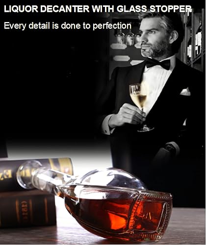 Miniatura 6 de Decantador de botella de licor, decantador de cristal sin plomo, decantador de whisky de 17 onzas con tapón de vidrio hermético, decantador de