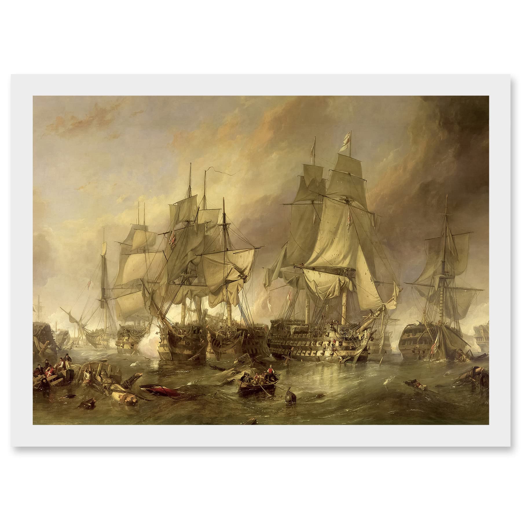 Artery8 Stanfield Battle Of Trafalgar Painting Naval Battle Artwork Framed Wall Art Print A4