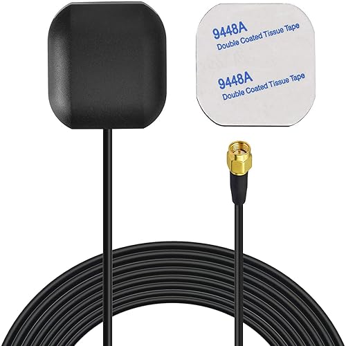 Bingfu Vehicle Waterproof Active GPS Navigation Antenna with SMA Male Connector for Car Stereo Head Unit GPS Navigation System Module Truck Marine Boat GPS Tracker Locator Real Time Tracking