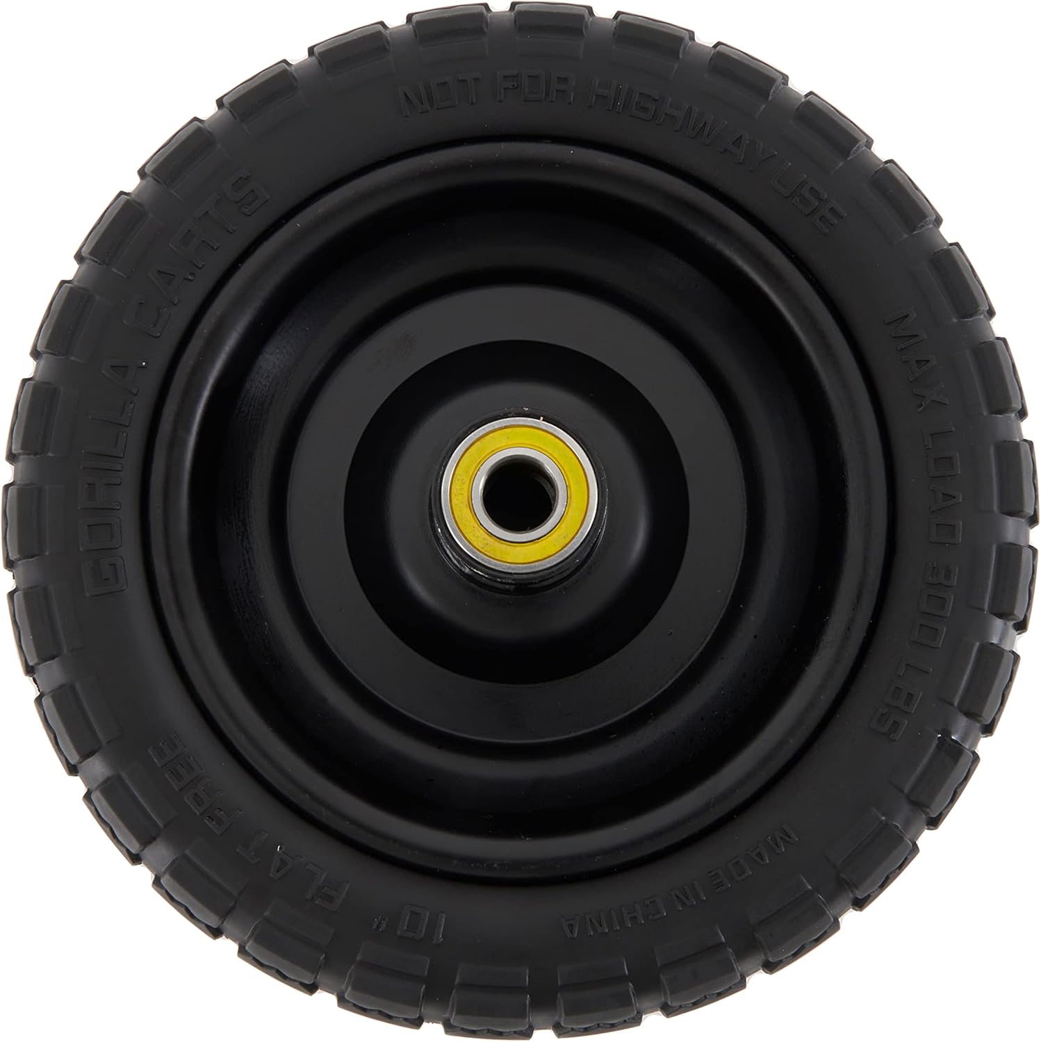 Gorilla Carts 4-Pack 10 Inch No-Flat Replacement Tires, 300 lb Capacity Each – Solid Polyurethane, 2.16” Hub, 5/8” Bore – Fits Lawn & Garden Utility Wagon, Hand Truck, Air Compressor, Pressure Washer