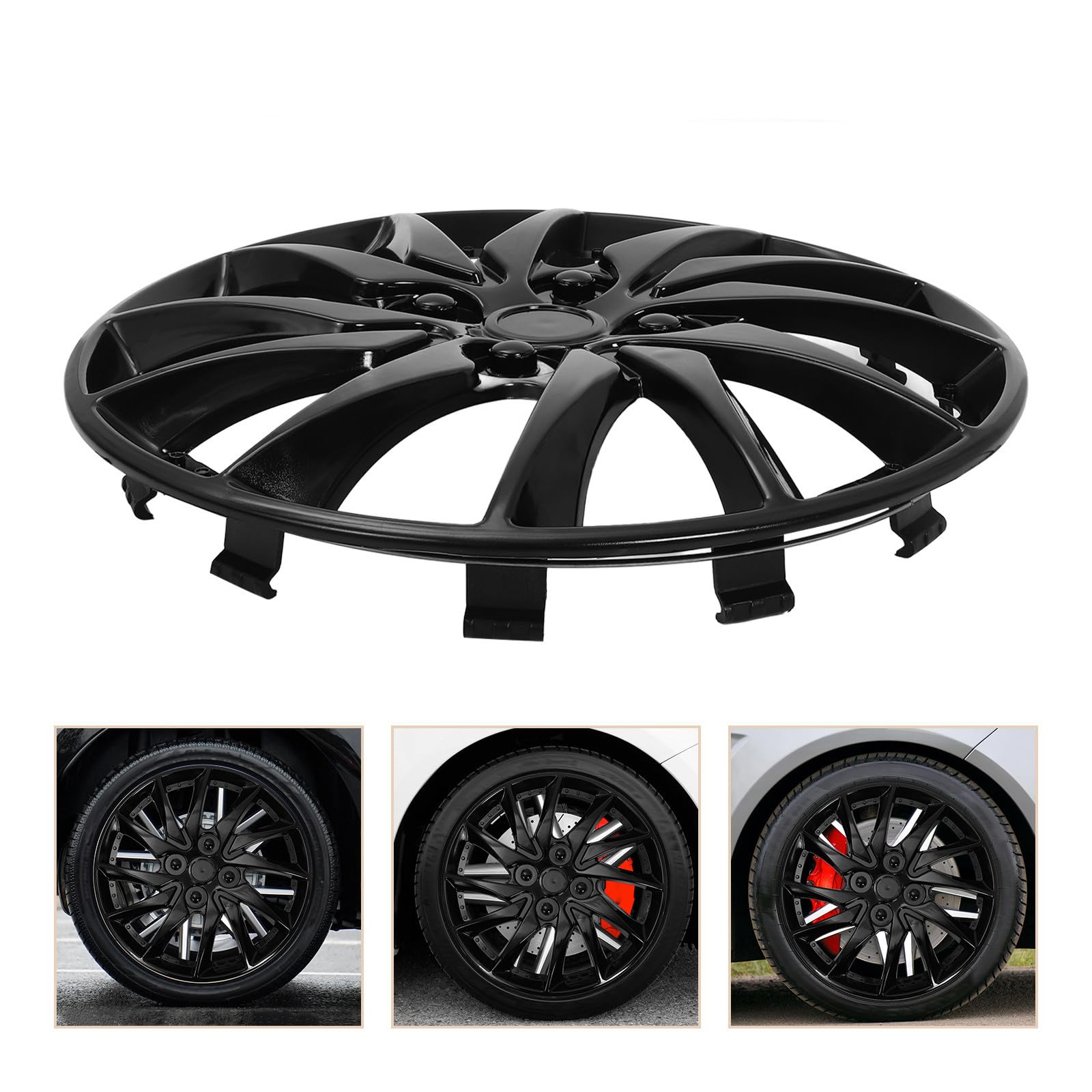 HEMOTON Enjoliveur de Roue Noir 14 Pouces en PP pour Remplacer Cache Moyeu Perdu, Protège Jante Acier, Accessoire Voiture Pratique et Solide