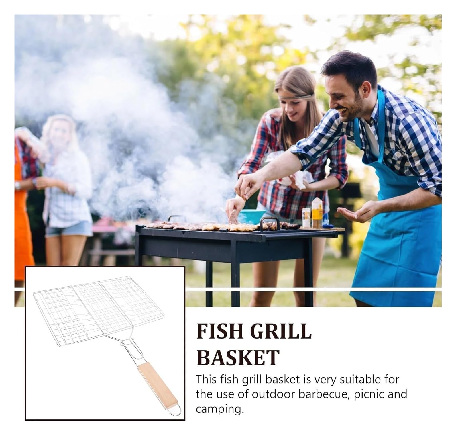 Ruszt do grilla BBQ Przenośny grill Sztućce Ruszty do grilla Ruszty Narzędzia do grillowania na świeżym powietrzu Siatka druciana do grilla Koszyk do grilla Uchwyt na ryby do grilla