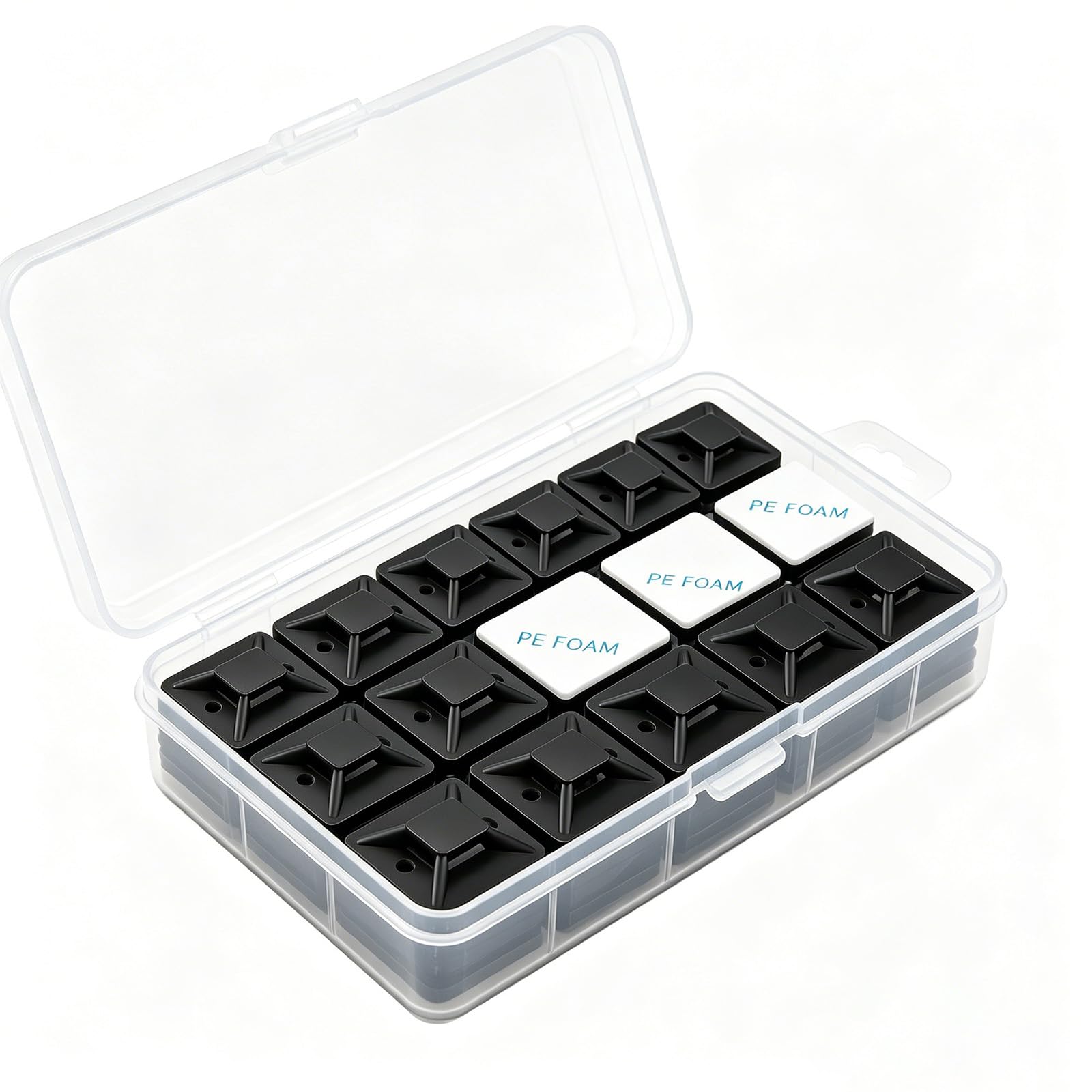 KLJ klebesockel für kabelbinder Transparent 50 Pack 20 X 20 mm, für Heim Büro Industriell