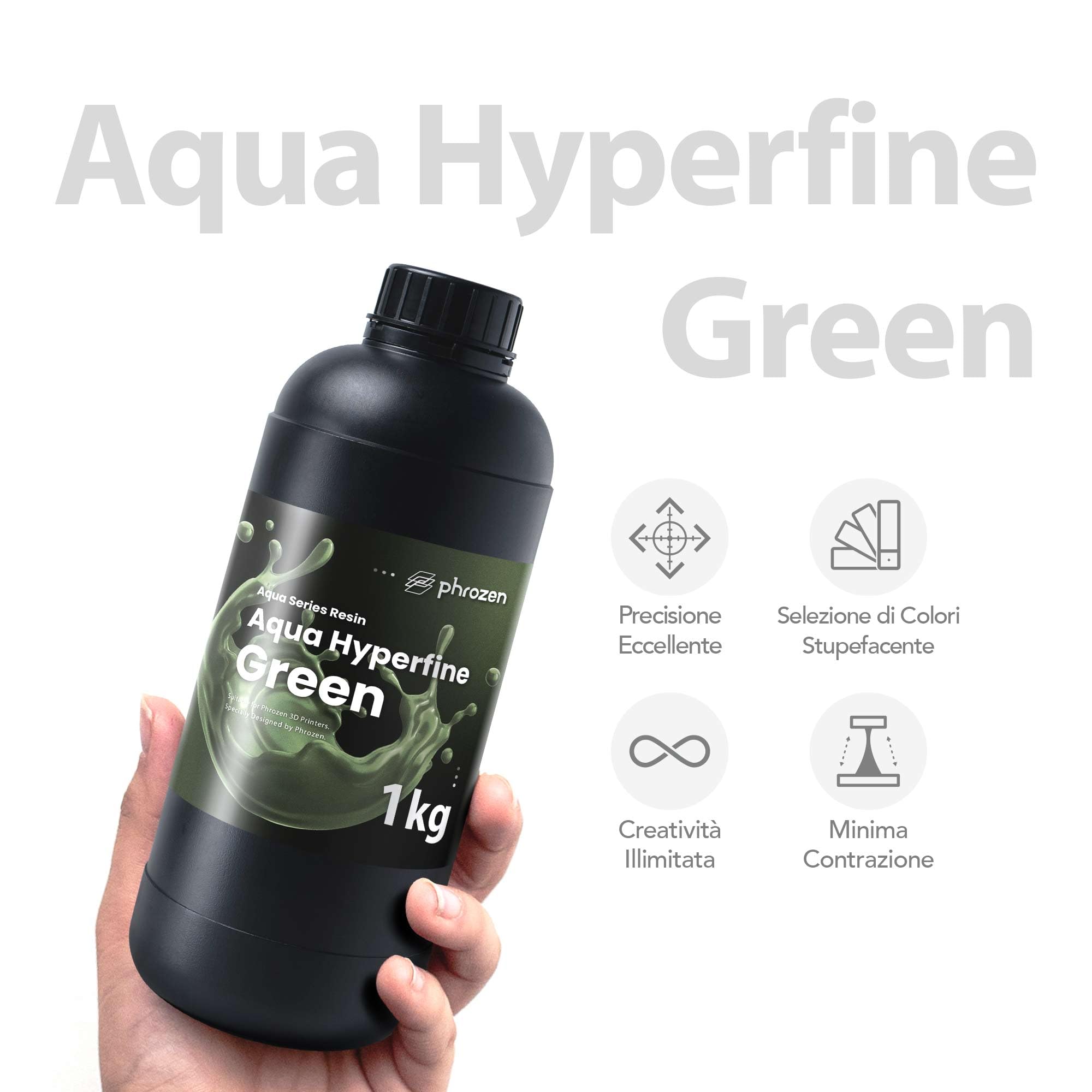 Phrozen Aqua Hyperfine Photopolymerharz, Set Blau und Grün, je 1 kg, Hochauflösend für 3D-LCD-Drucker mit 9K, 12K und höher