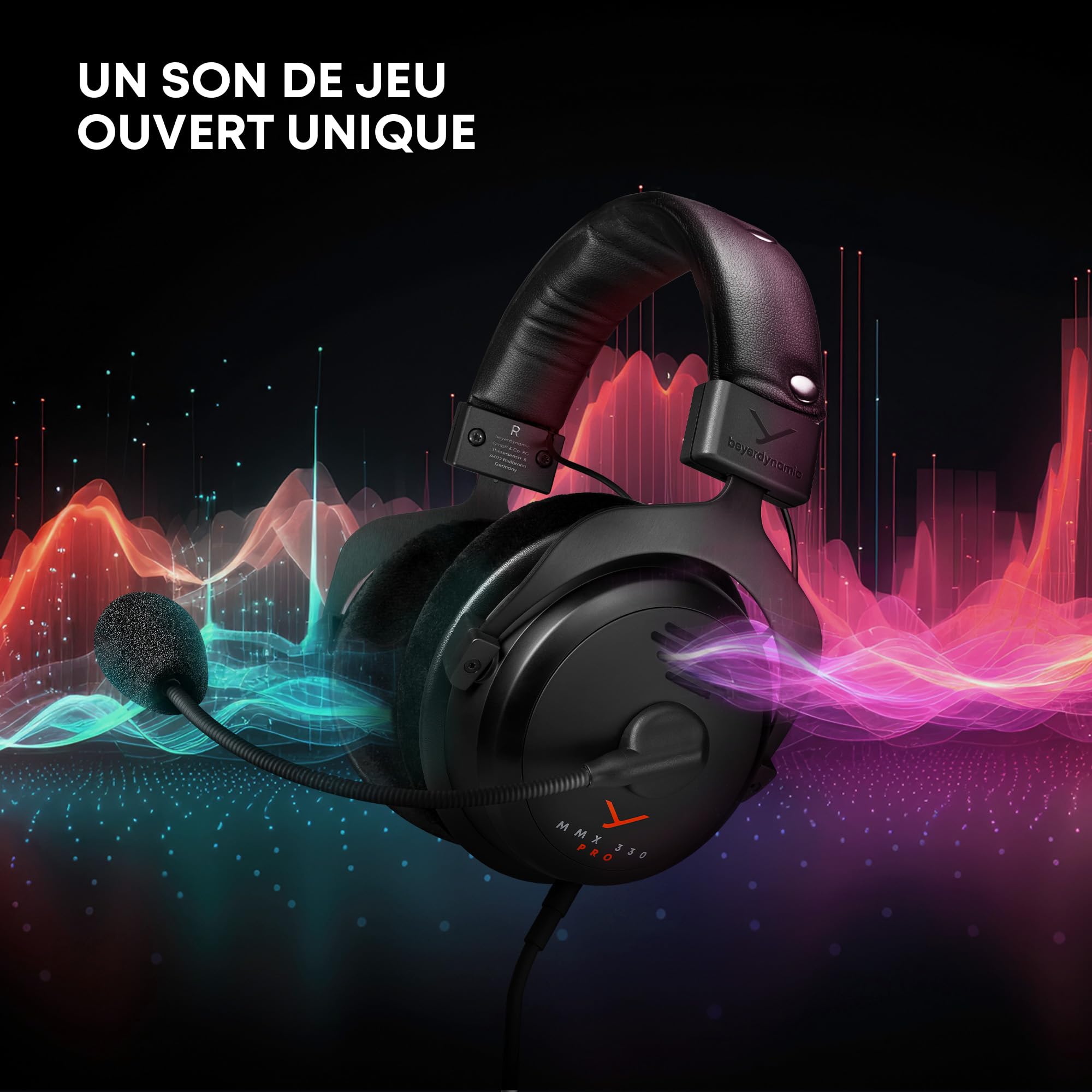 beyerdynamic MMX 330 Pro Casque Gaming Ouvert avec transducteurs Stellar.45 et Microphone à condensateur. Casque Filaire fabriqué en Allemagne.