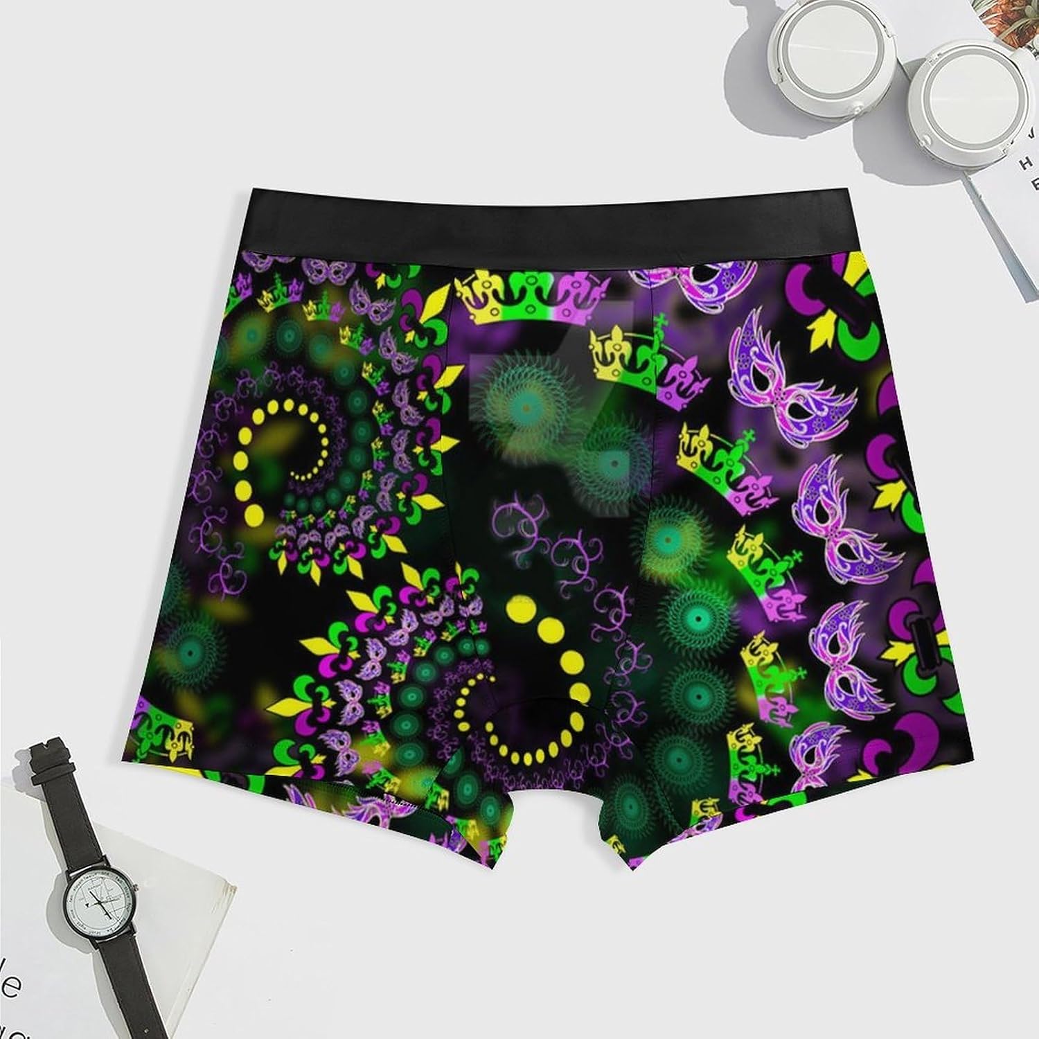 Psychedelic Vortex Mardi And The Gras Men's Underwear Boxer Briefs Breathable Shorts Elastic Waistband