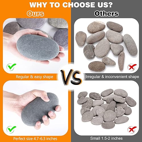 Miniatura 3 de River Rocks para pintar, 12 piezas extra grandes de 4.7 a 6.3 pulgadas, piedras planas y lisas para pintar para niños, manualidades, pintura a granel