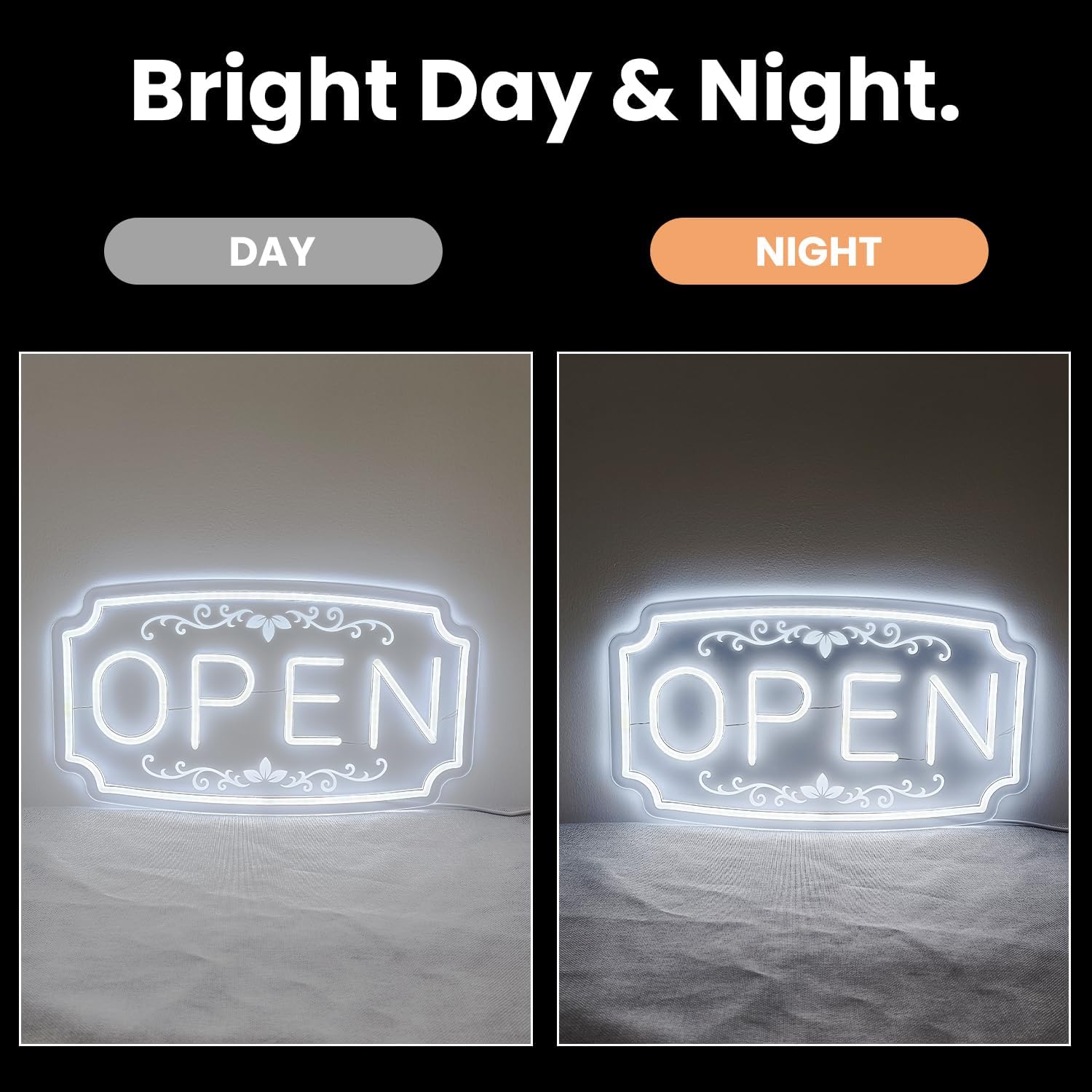 LED Neon Open Signs for Business Window Wall Door, Light Up Open Lights Sign for Bar Coffee Restaurant Barber Salon Club Retail Commercial Wall Decor - Image 5