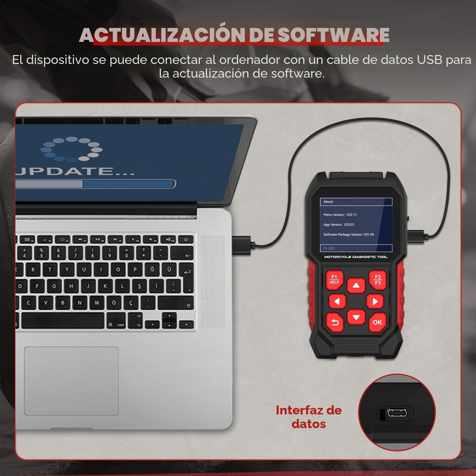 MRCARTOOL Diagnóstico OBD2 para Motocicleta, Escáner para Kawasaki, Honda, Yamaha, Triumph, KTM UE, Memoria de Diagnóstico de Errores, Lectura de Códigos de Error de Motocicleta