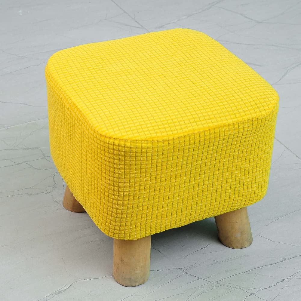 Small Foot stool Cover,Non-slip Ottoman Slipcovers with Elastic Bottom,Stretch&Soft Square Mini Chair Cover,Home Footrest Protector(25-33cm)