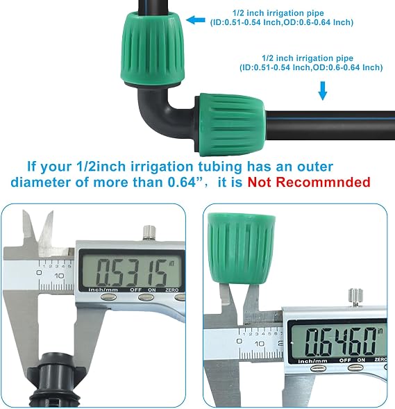 12 Pack 1/2 Drip Irrigation Fittings, Lock Barbed Elbow | Anti-Drop Elbow Connectors, For Irrigation Tubing, 1/2 ID x 0.65 OD