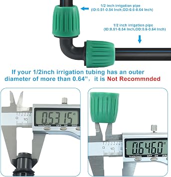 12 Pack 1/2 Drip Irrigation Fittings, Lock Barbed Elbow | Anti-Drop Elbow Connectors, For Irrigation Tubing, 1/2 ID x 0.65 OD