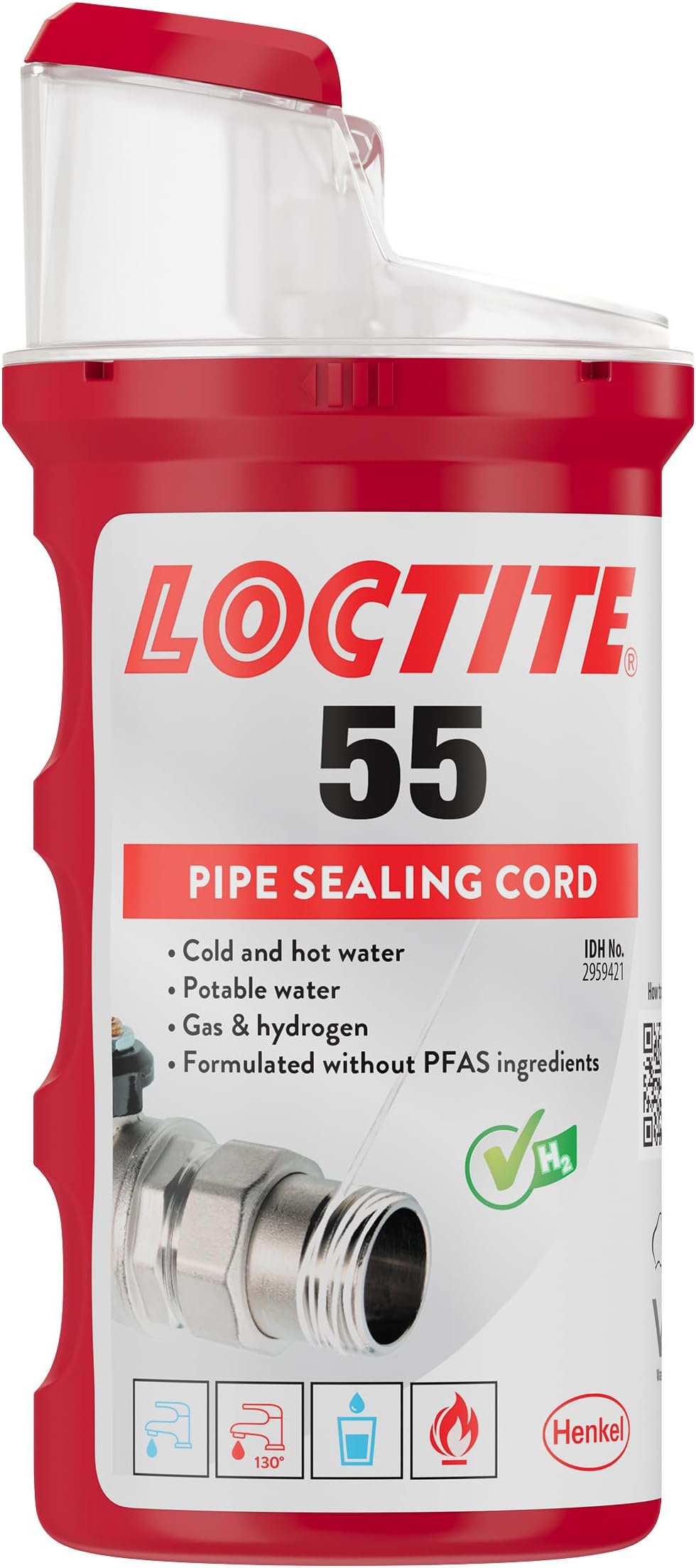 55 Pipe Thread Sealant, Non Curing Plumbers Tape for Plumbing Pipes and Fittings, Reliable Fast Action Cord for Metal and Plastic, 160m