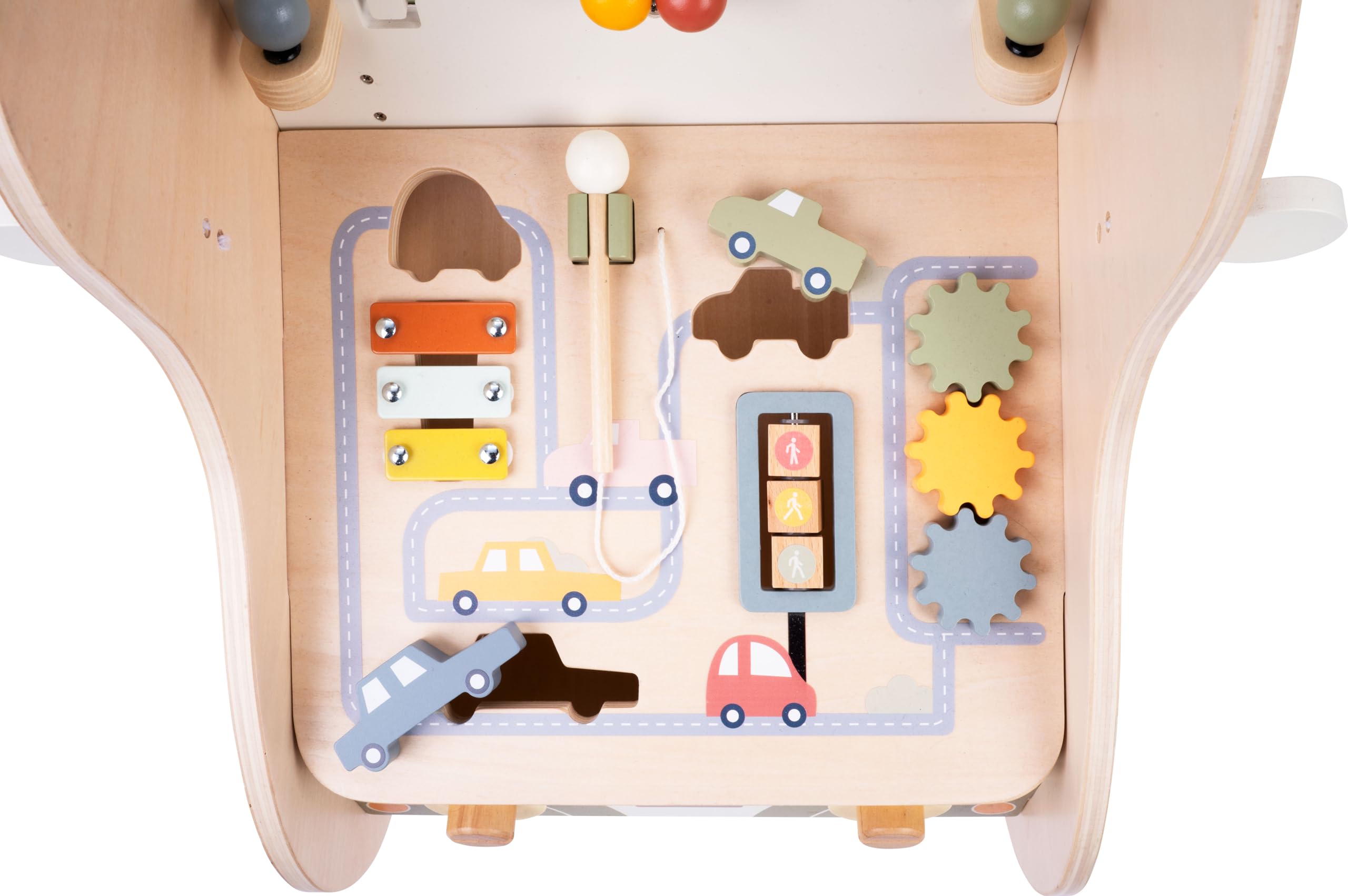 Engelhart - 640055 - Trotter in Legno Multi- attività - Giocattolo a Forma di Auto da Spingere per Bambini - Sviluppo Motorio e Educativo - A partire da 12 mesi