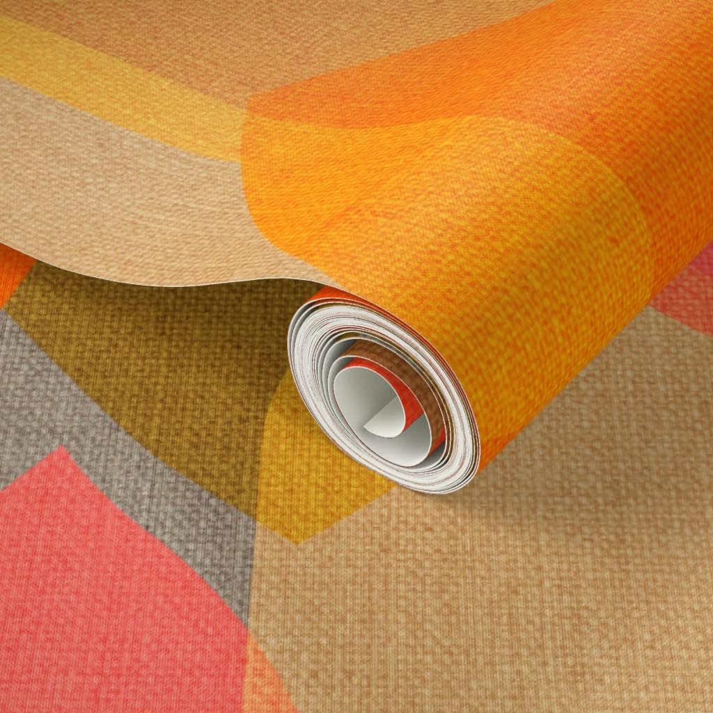 Spoonflower Peel & Stick Wallpaper 12ft x 2ft - Mid Century Colour Electric Dreams Vintage Retro Modern Geometric Abstract Custom Removable Wallpaper