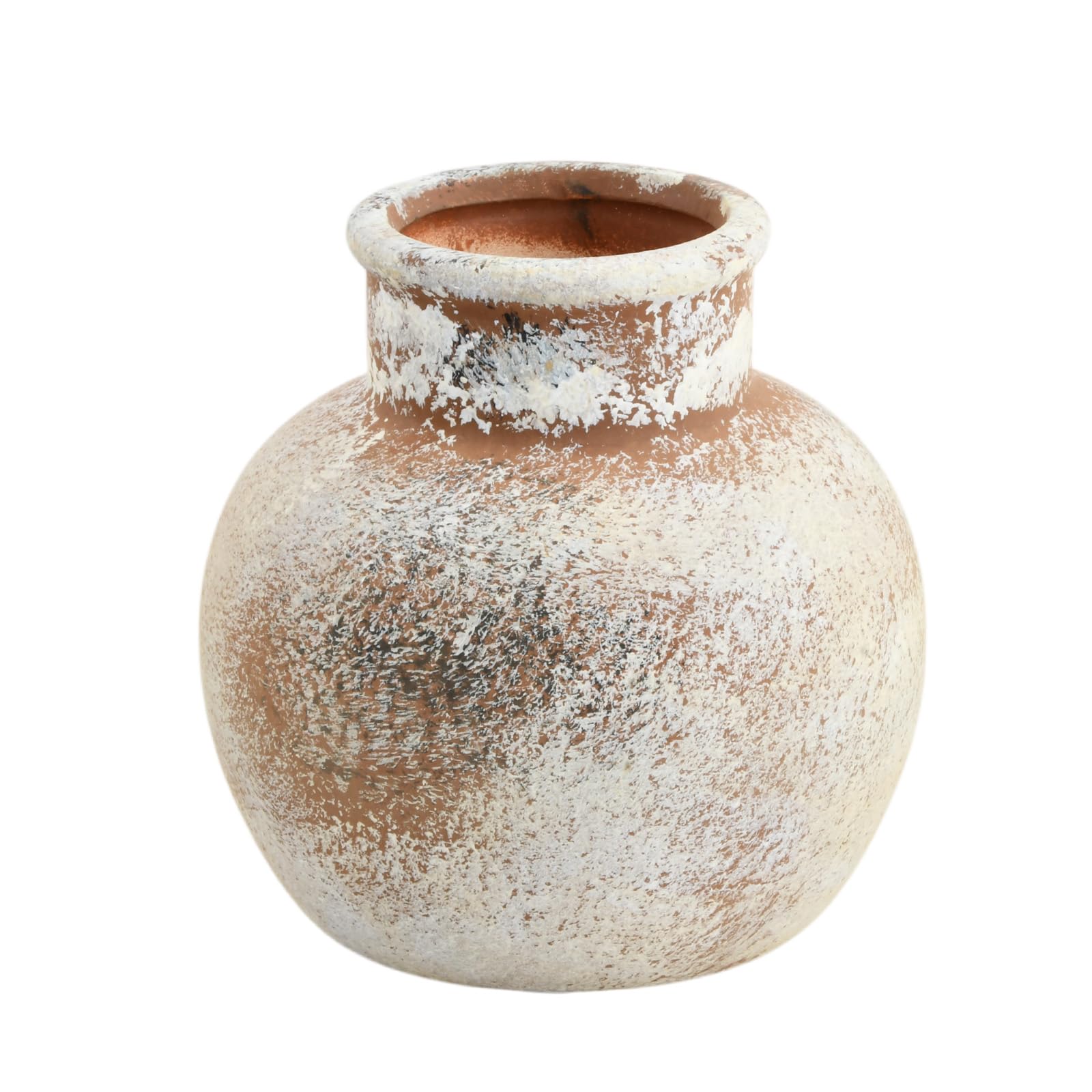 Novocloud Rustic Ceramic Farmhouse Vase, Vintage Terracotta Flower Vase, Cute Boho Decorative Vases, Antique Clay Ceramics Vases for Home Decor Living Room Entryway