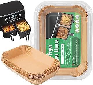 100PCS Ninja Dual Air Fryer Liners Disposable, Food Grade Parchment Paper Liner for Ninja AF300UK AF400UK. Air Fryer Accessories Baking Paper for Ninja Foodi, Tower, Ninja Air Fryer Liners 7.6L-9.5L