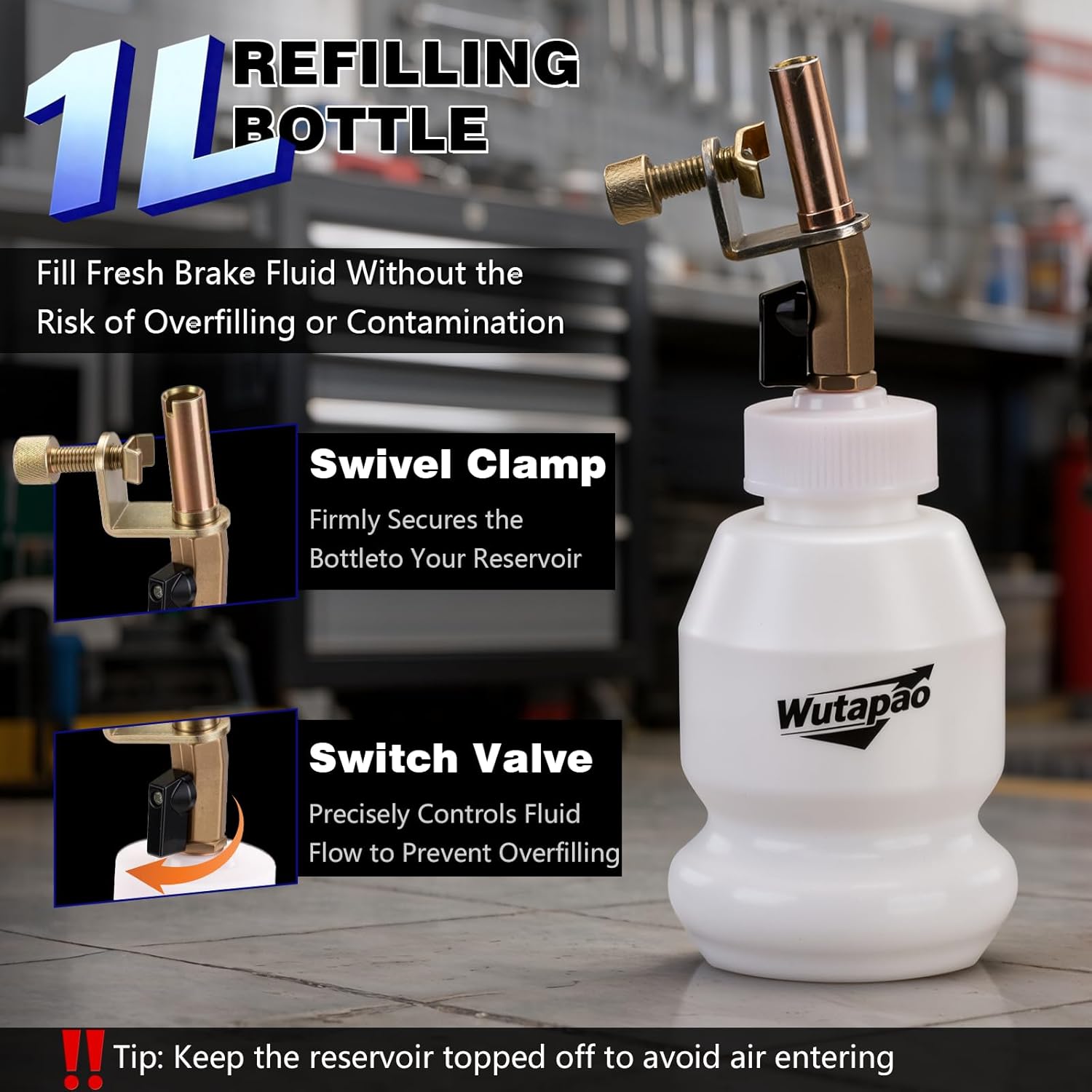 Brake Bleeder Vacuum Pump Kit, 3L Pneumatic One Person Brake & Clutch Bleeding Tool, Universal Brake System Bleeding Kit with Adapters and 1L Refill Bottle