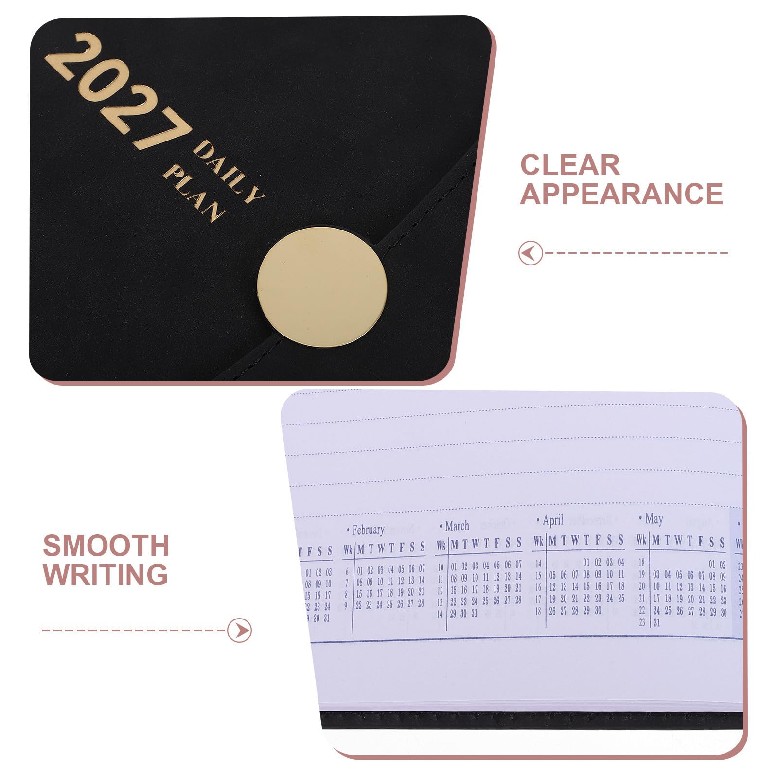 Gatuida Agenda Settimanale A5 2027 Nero in Similpelle e Carta, Pianificatore Giornaliero Completo, per Studio Accademico e Note, per Professionisti e Studenti