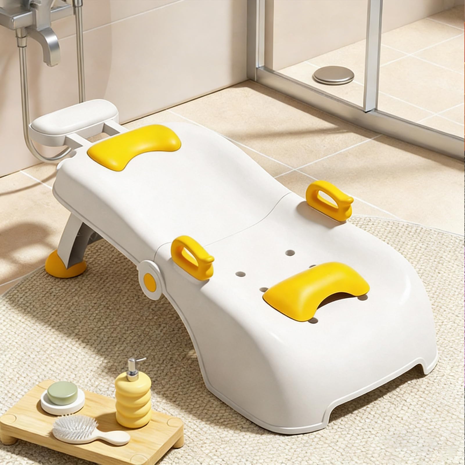 Klappbarer Shampoo-Stuhl für und Babys, Waschstuhl, faltbar und tragbar, Shampoo-Sitz für, Mädchen, zu Hause