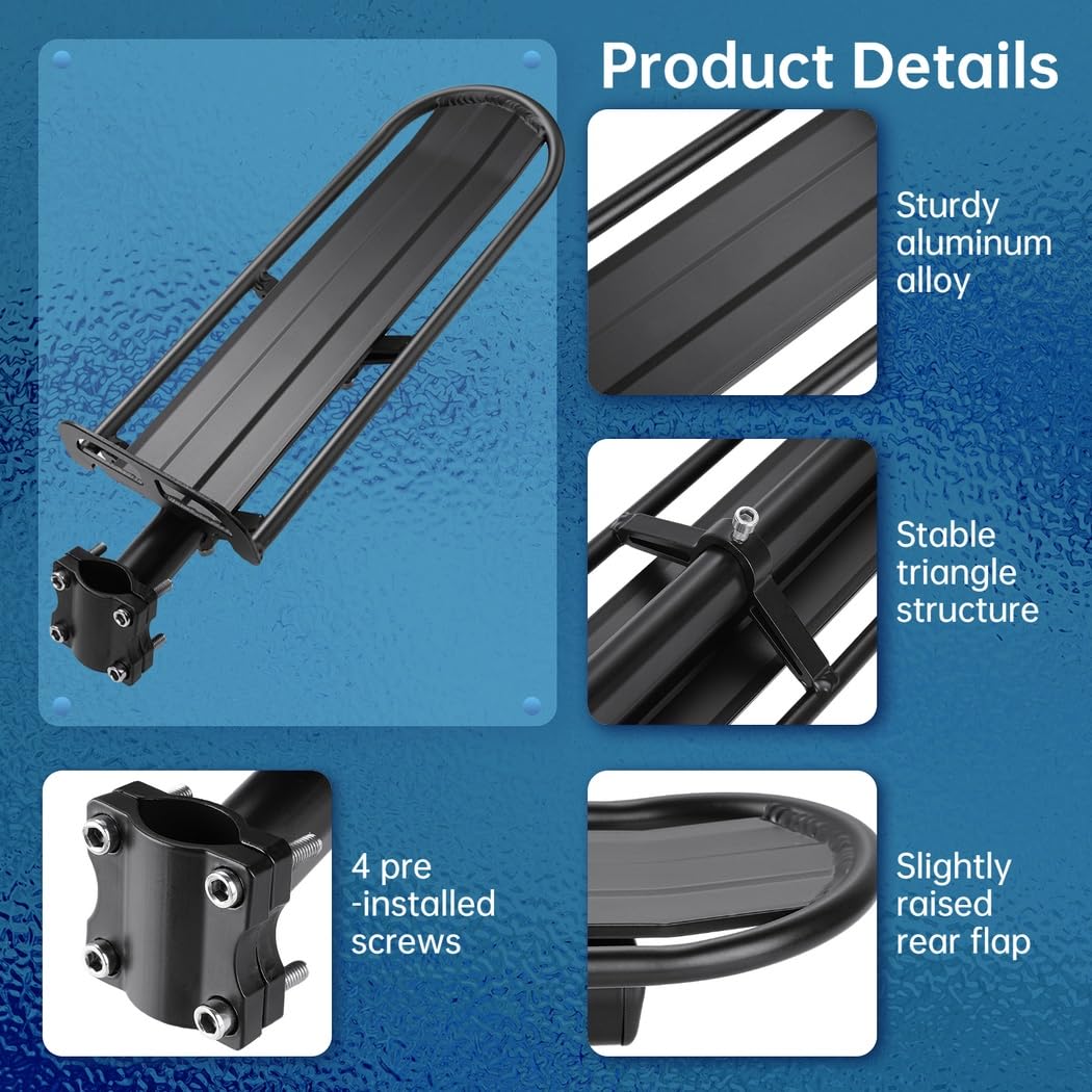 Verstellbares Fahrrad-Pannier-Rack, Universal-Design aus Aluminiumlegierung, 10 kg Tragkraft, Sattelrohrhalterung am Hinterbau für Gepäck/Rucksack, für MTB, City- und Faltrad, Sattelrohr 22-35 mm