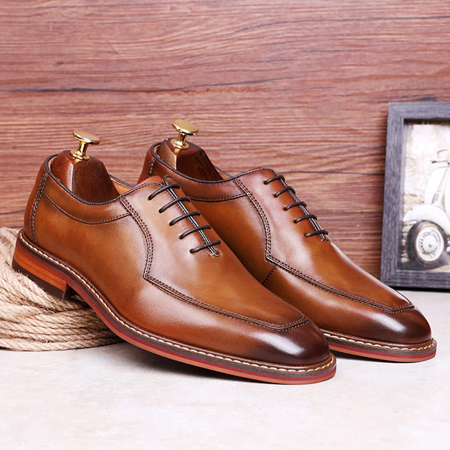 DESAI Homme Chaussures à Lacets en Cuir Derby Mariage Oxford Business Brogues