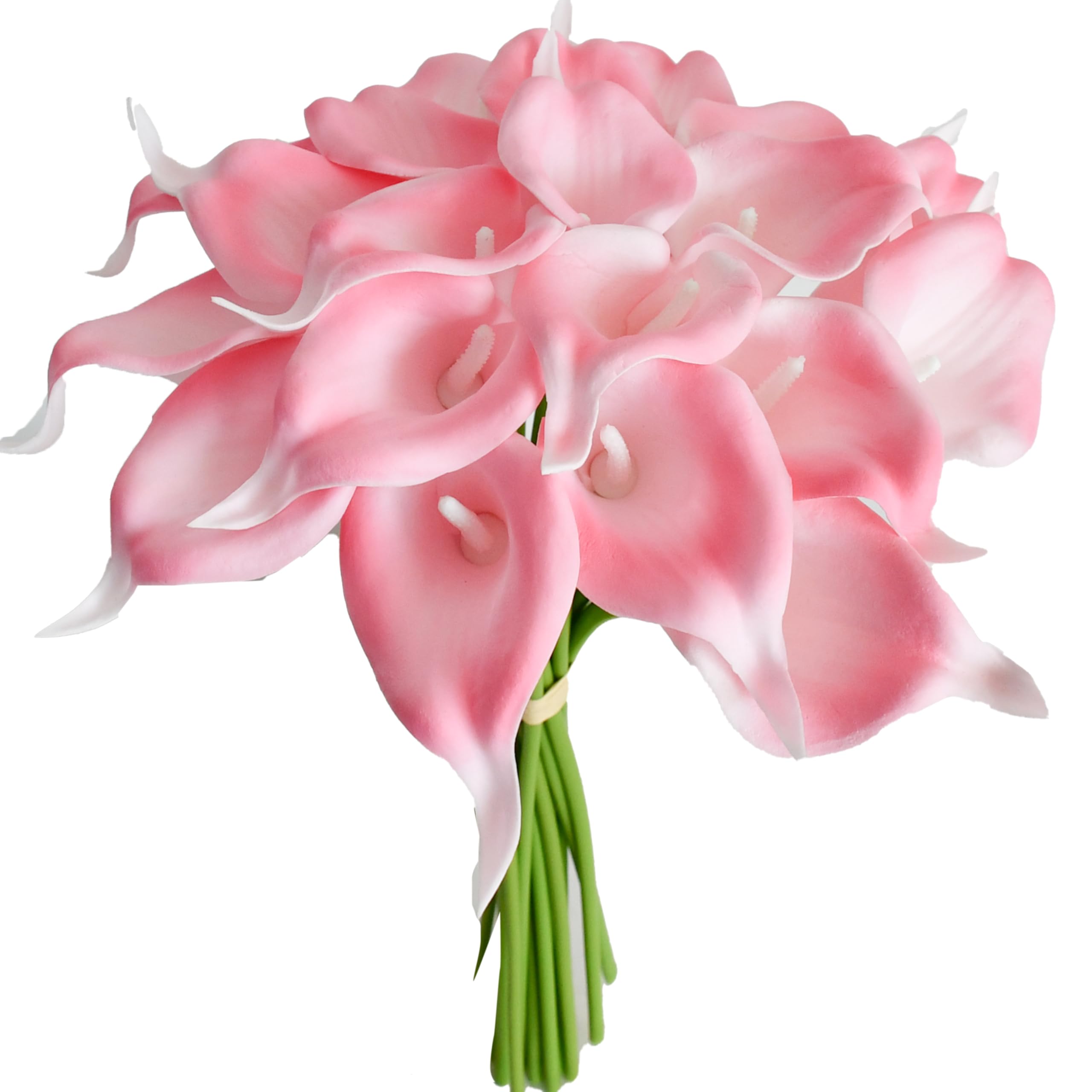 Mandy's PU Pink Calla Lily Artificial Flowers 20 Stems 13.5in Faux Realistic Centerpiece for Valentine's Day and Easter Decorations DIY Bridal Bouquet
