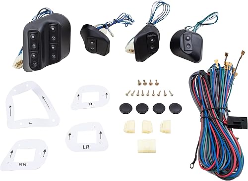 Brock Kit de interruptor universal de repuesto para ventana eléctrica, diseño en ángulo con biseles y cableado, compatible con camionetas de 4