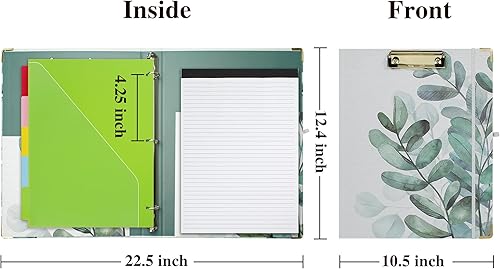 Vista 28 de Carpeta de 3 anillos con portapapeles, tamaño carta de 1 pulgada, bonita carpeta de portapapeles con bloc de notas recargable, 5 carpetas Azul