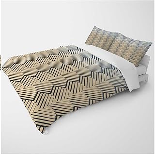 YANFENQI Full Size Super Soft Duvet Covers Cream Coloured Geometric Checked Autumn Bedding for Kids Teens Adults (Full,80