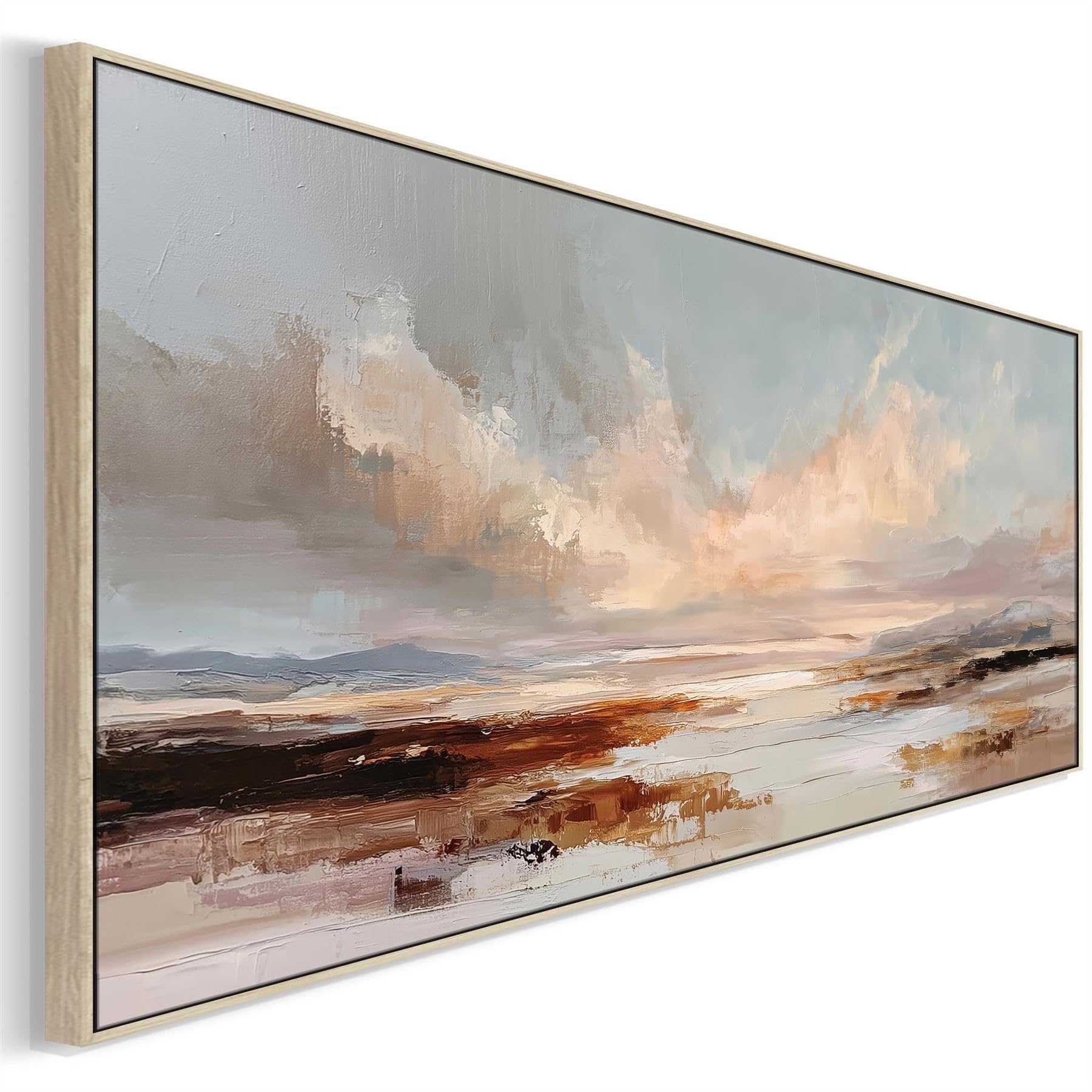 Wallfillers Wide Framed Panoramic Wall Art Narrow Horizon Glow (100cm x 37cm)