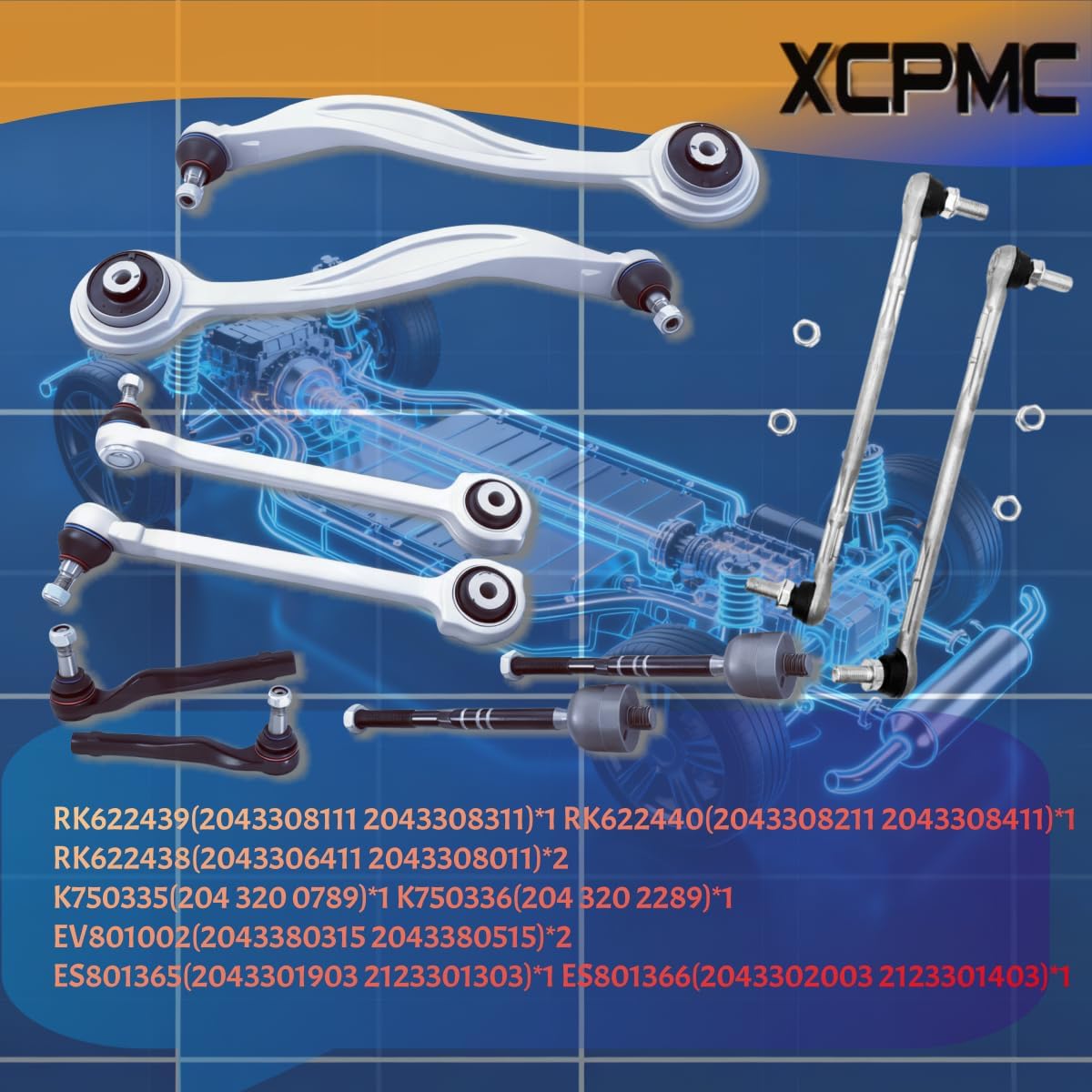 10Set Suspension Kit Automotive Replacement Parts 2013-15 Mercedes-Benz GLK250 10-15 GLK350 AWD RWD Control Arm Sway Bar Drop Link Tie Rod Ends RK622439-40 RK622438 K750335-6 EV801002 ES801365-6