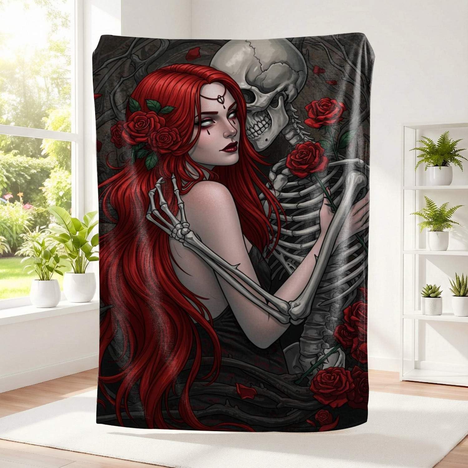 Couverture flanelle gothique 200x200 pour grand lit et canapé