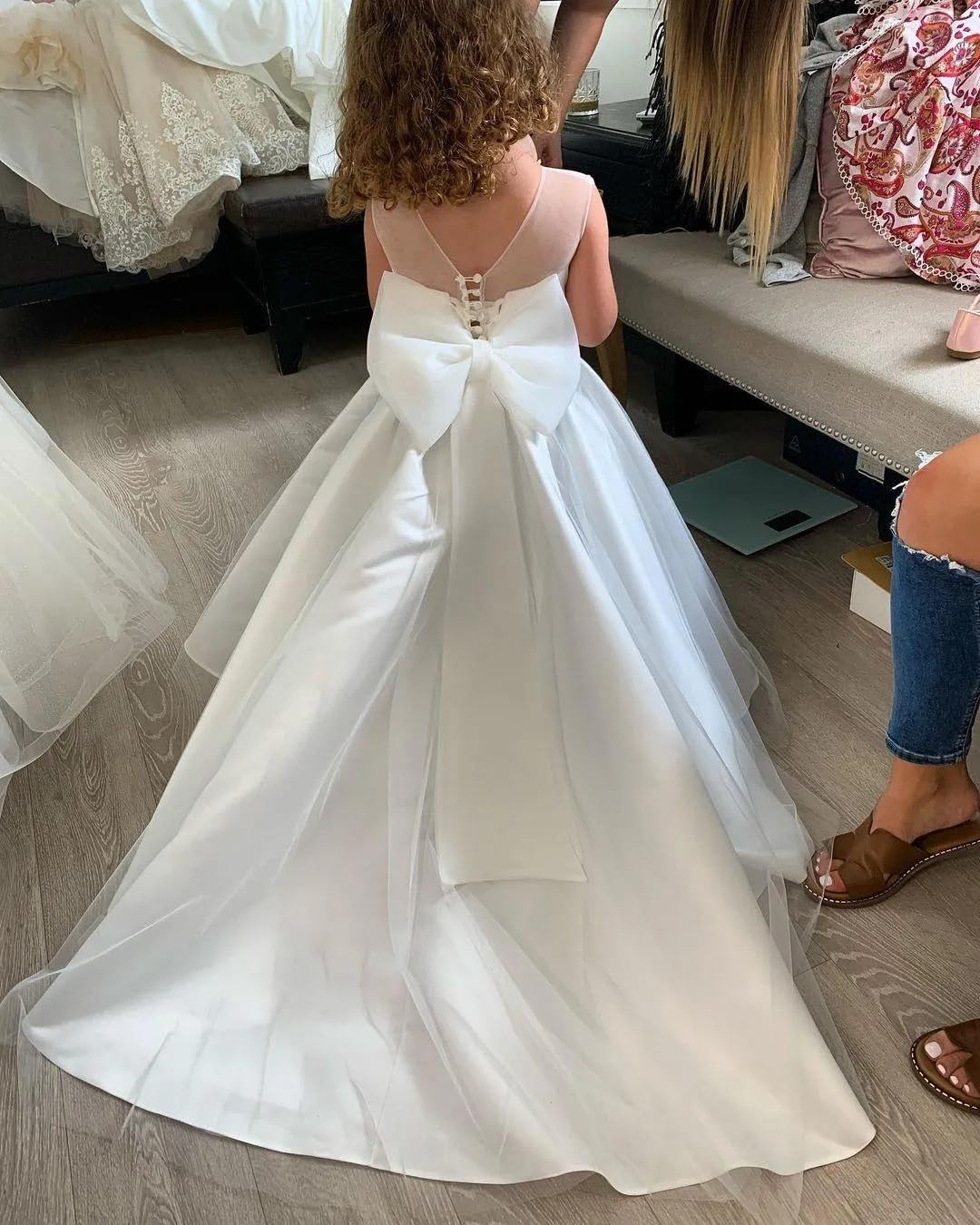 Vestiti da ragazza del fiore blu cielo per abiti da ballo di nozze abito da ballo in pizzo maniche lunghe