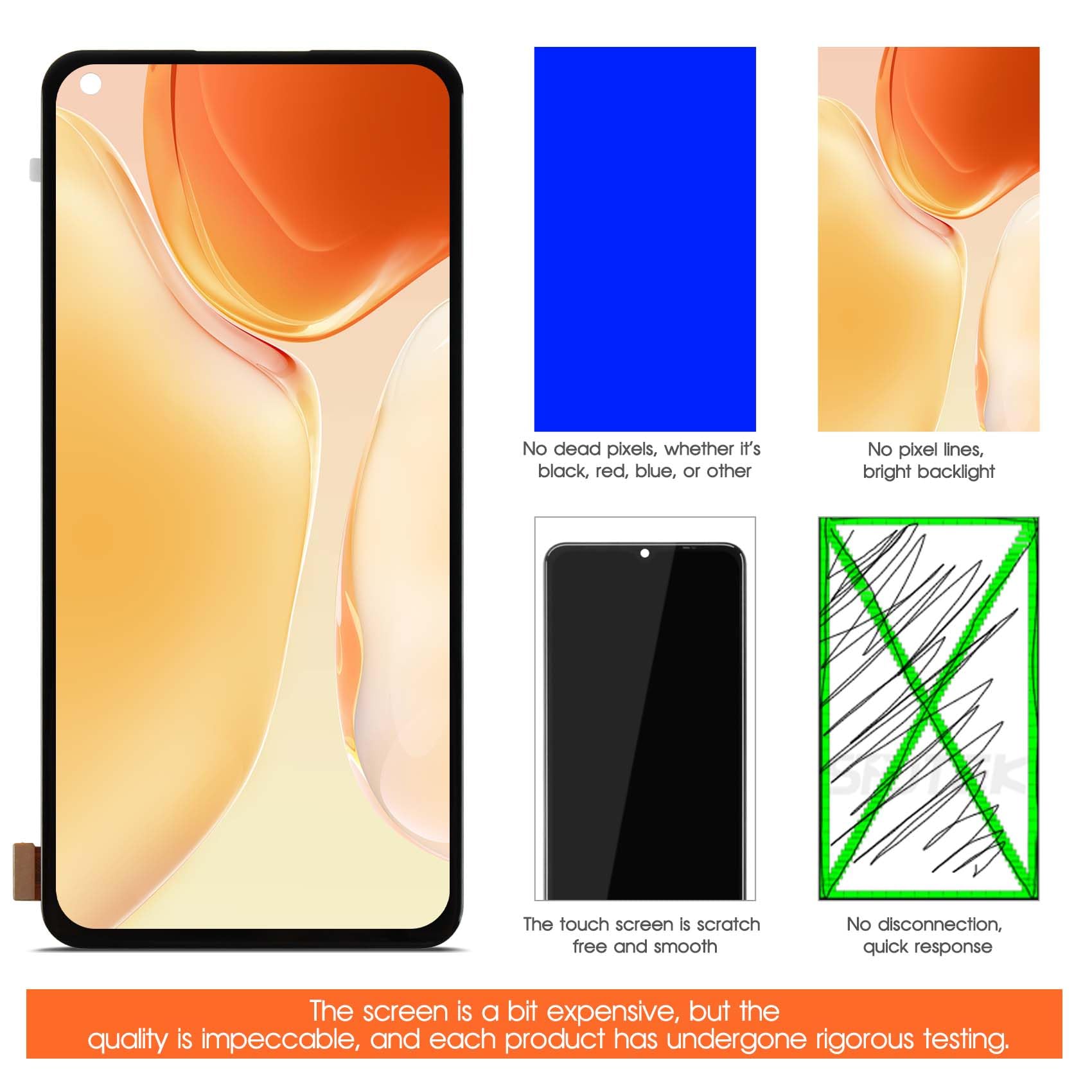 Schermo LCD per Xiaomi 11 Lite NE 5G/Mi 11 Lite 4G/Mi 11 Lite 5G Schermo di Ricambio Digitizer 2109119DG M2101K9AG M2101K9G Touch Assemblaggio parti di riparazione (6.55")