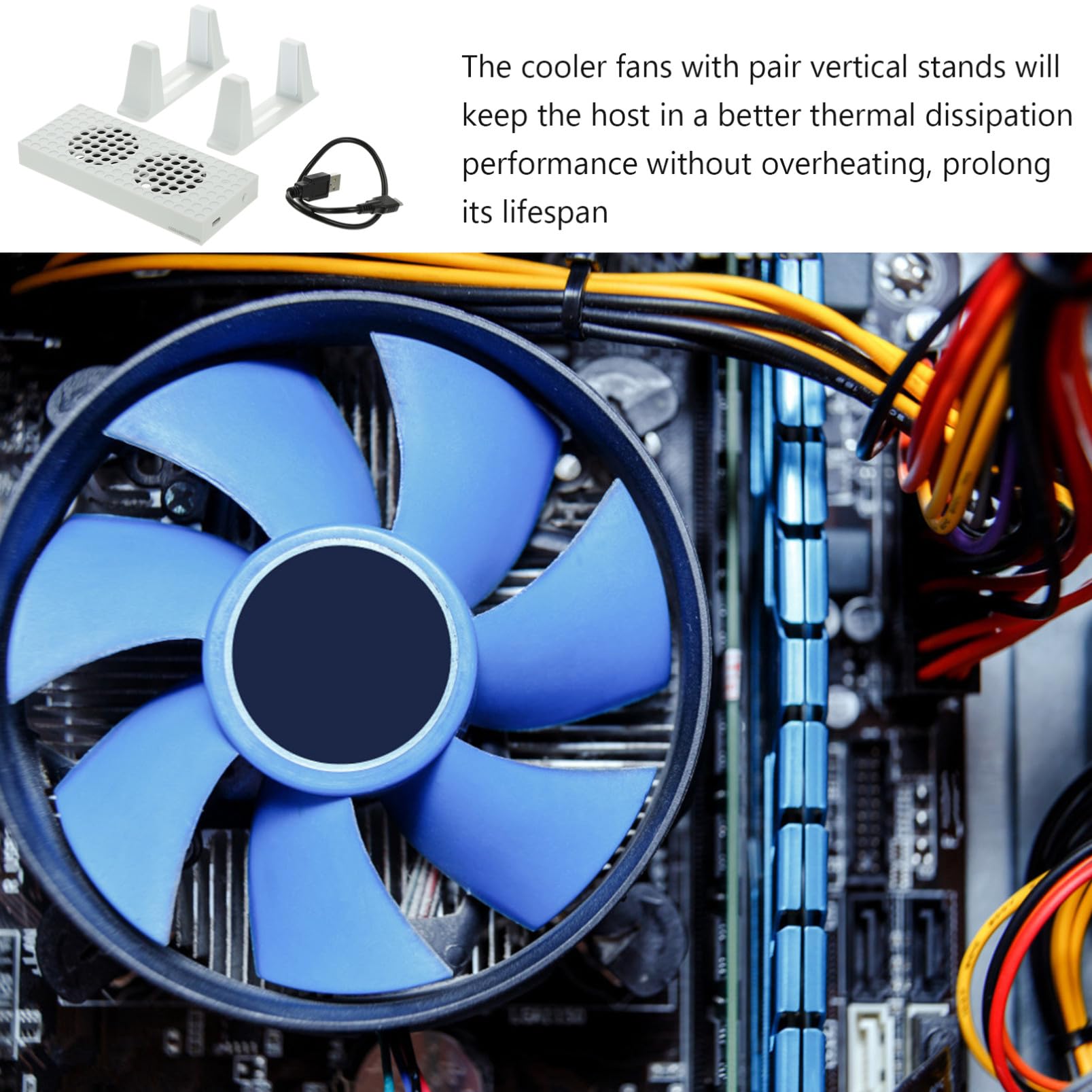 Veemoon 1set Supporto Ventilatore Di Raffreddamento Per Console Con Ventole Regolabili e Porte Usb Base Verticale Per Dissipazione Calore Series
