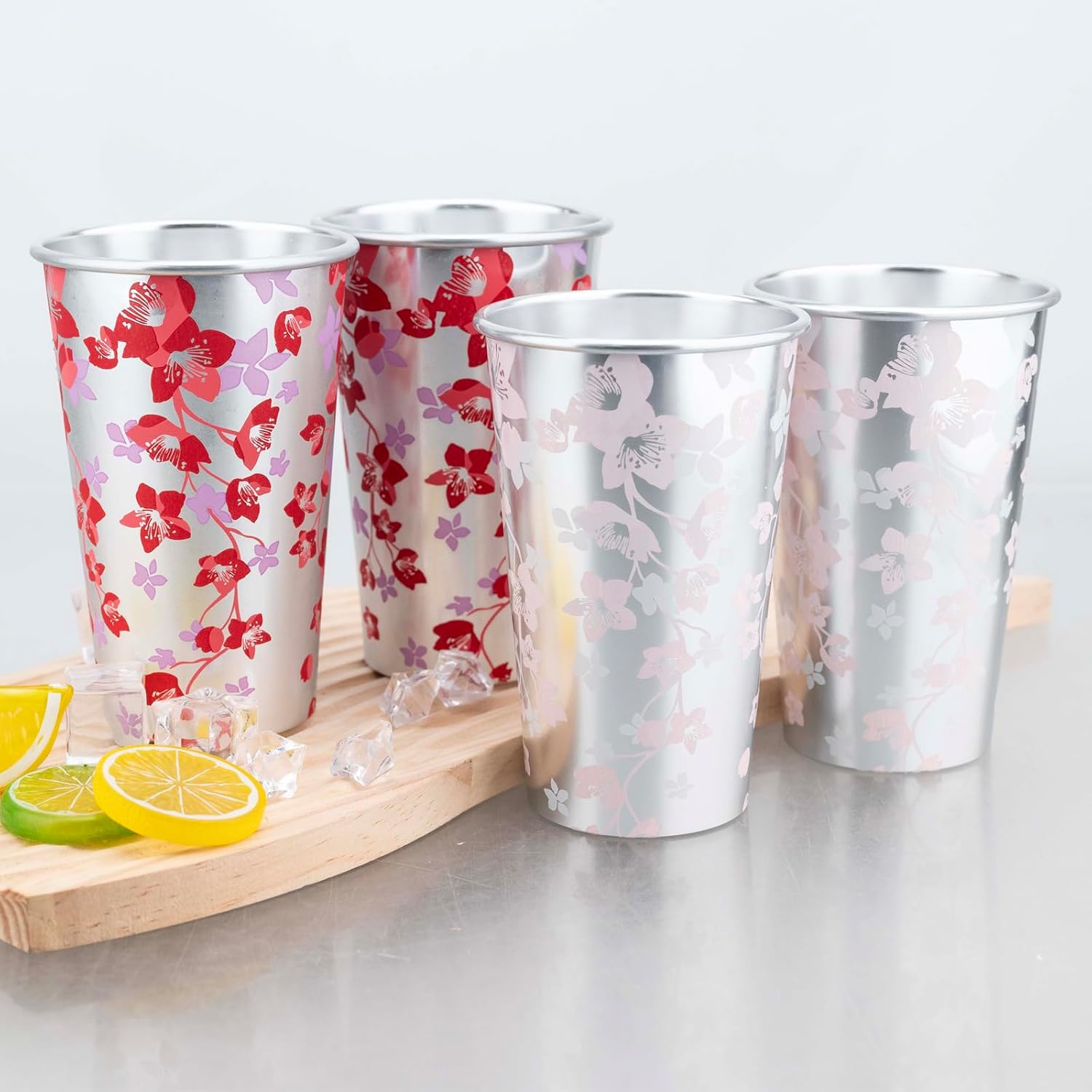 TJ Color Changing Aluminum Metal Cups, Reusable Party Cup Set, Aluminum Drinking Cups, Set of 6, 15 oz