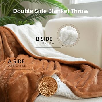 GOTCOZY Heated Blanket Electric Throw 130x160cm Machine Washable Biscuit | 9 Heat Levels,10H Auto Off,Soft Flannel Sherpa Electric Blanket Single for Sofa Bed Office Use,Fast Heating,Gifts for Mom