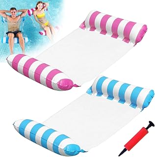 2 Packungen Luftmatratze Wasser Hängematte Luftmatratze Pool Zubehör Spaß, Hängematte Pool Floats Erwachsene, Aufblasbare Wasserhängematte mit Netz, Schwimmsessel & PPool Spielzeug