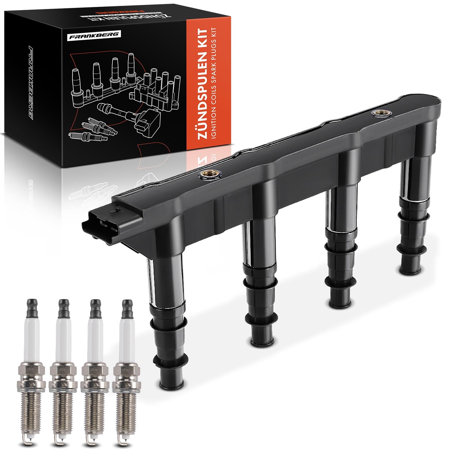 Frankberg 1 bobina de encendido + 4 bujías de 6 Polos 597085 | Compatible con: 307 3A/C, 207 WA WC, 307 SO 3H, 206 Hatchback 2A/C, C2 JM, C4 I LC, 1, 0070000000000001E3 KM