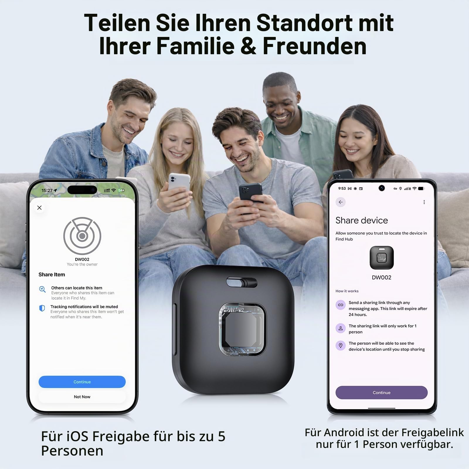 Hoxe Smart Tag für iOS & Android, Dual-System Bluetooth Tracker (4er Pack)
