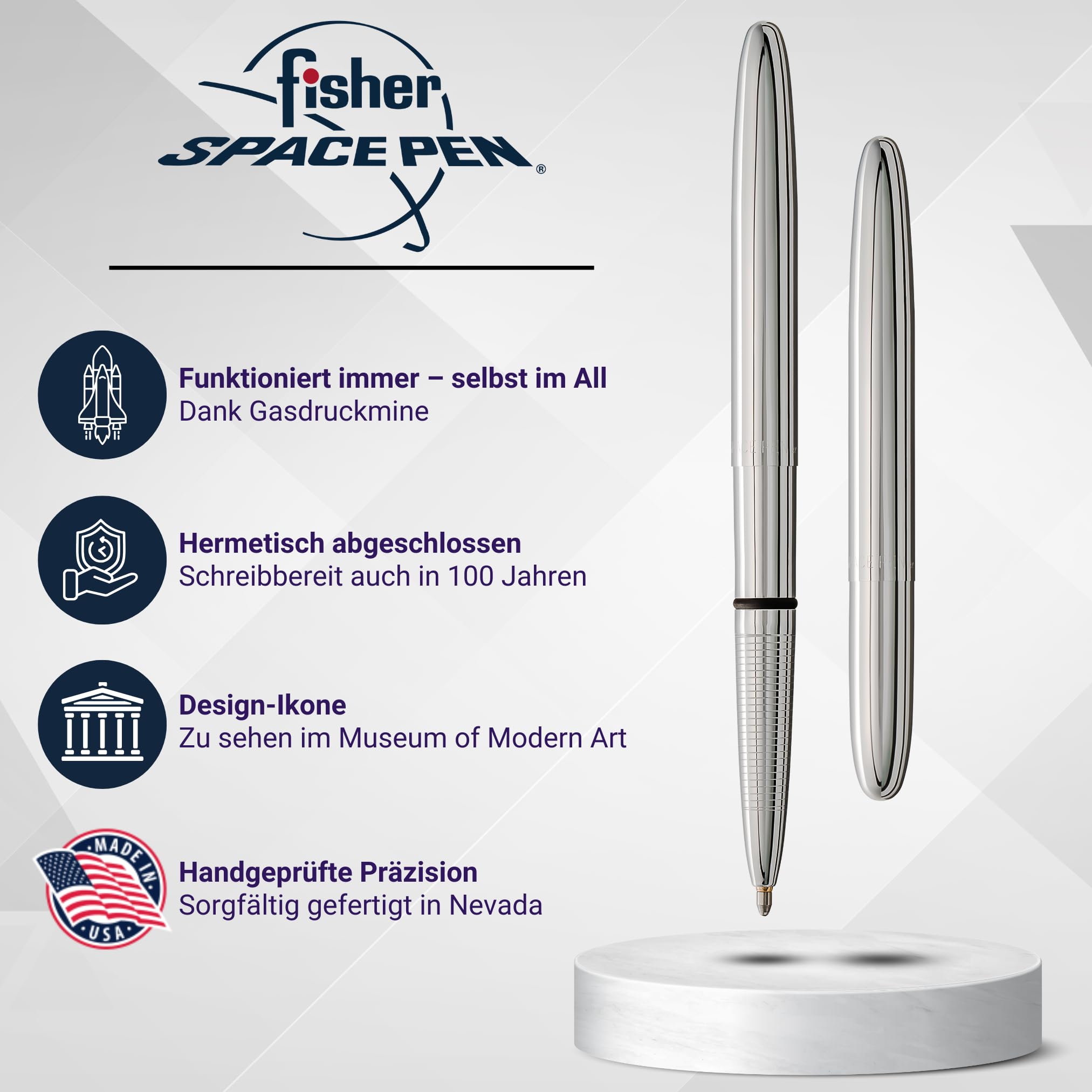 Fisher Space Pen Bullet 400 Kugelschreiber (Schreibt im Weltall, unter Wasser und bei extremen Temperaturen) Chrom
