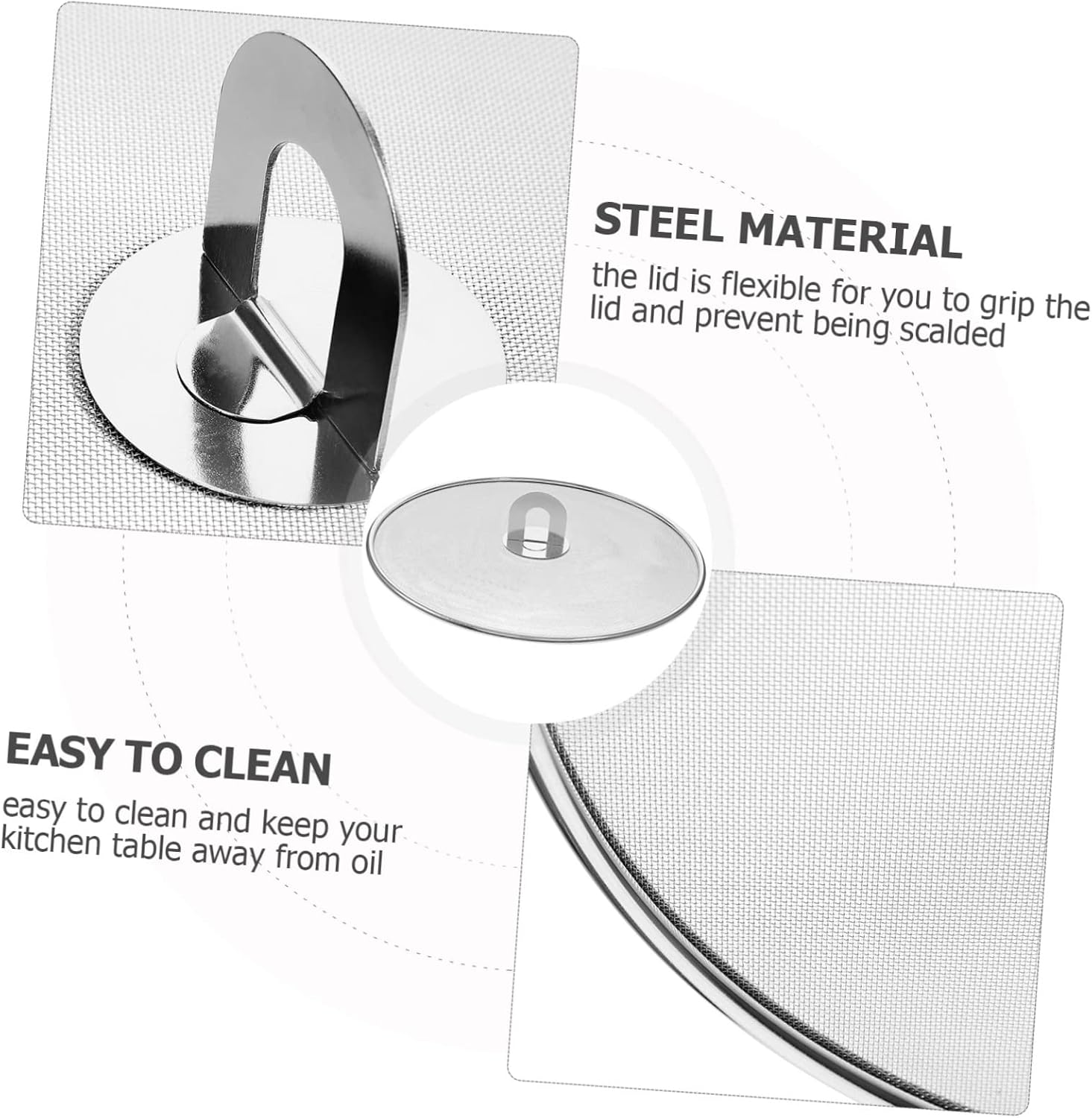 Stainless Steel Frying Pan Splatter Guard Oil Mesh Design to Prevent Grease Splashing While Cooking Anti-splash Cover for Safe and Easy Frying