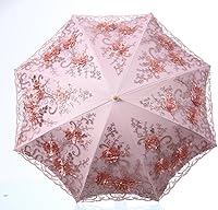 Vista 22 de LCY Paraguas plegable del sol/de la lluvia/de la nieve del Anti-UV de la doble cubierta del cordón bordado Negro